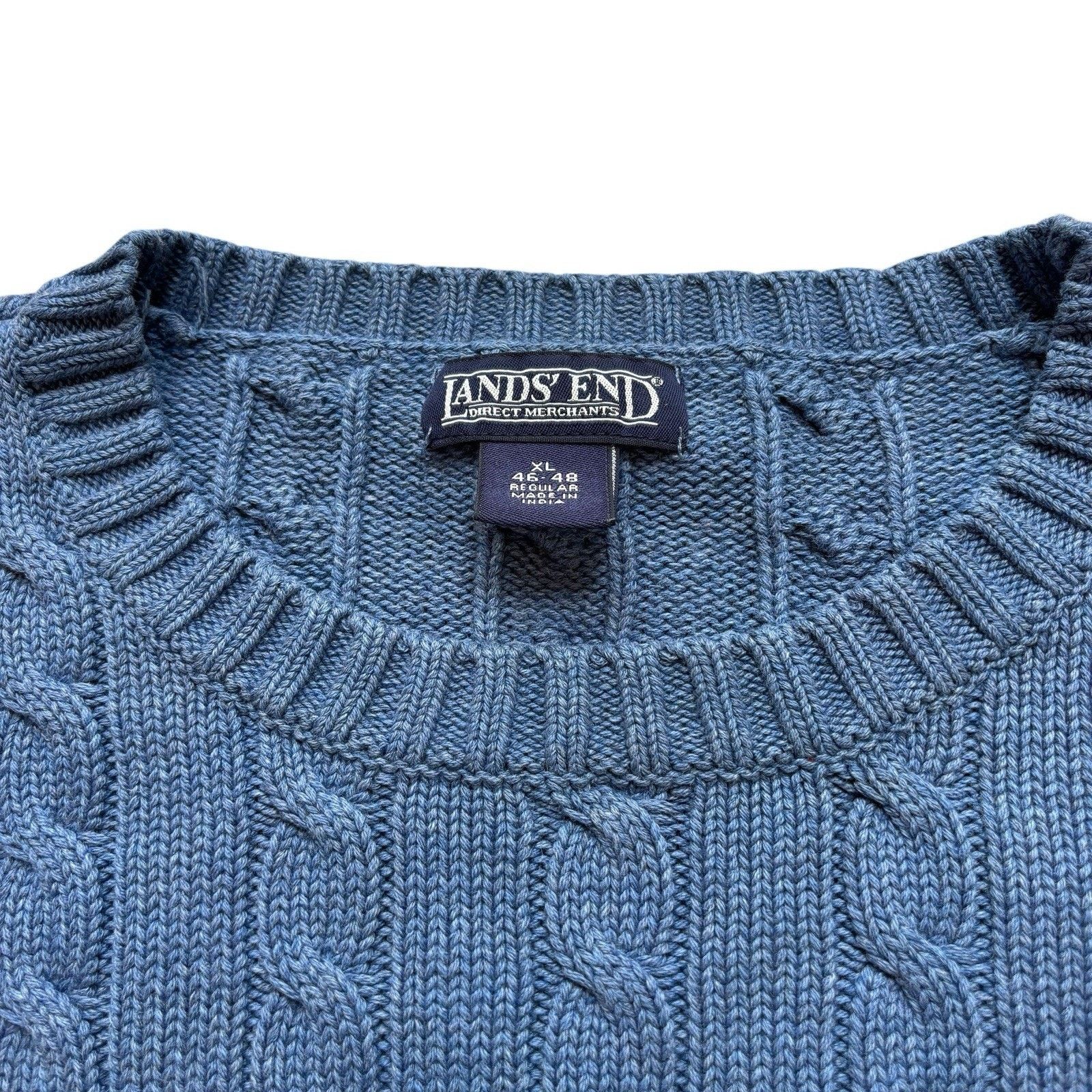 Lands' End Land's End Cable Knit Cotton Lt Blue Crew Neck Sweater XL Size US XL / EU 56 / 4 - 2 Thumbnail