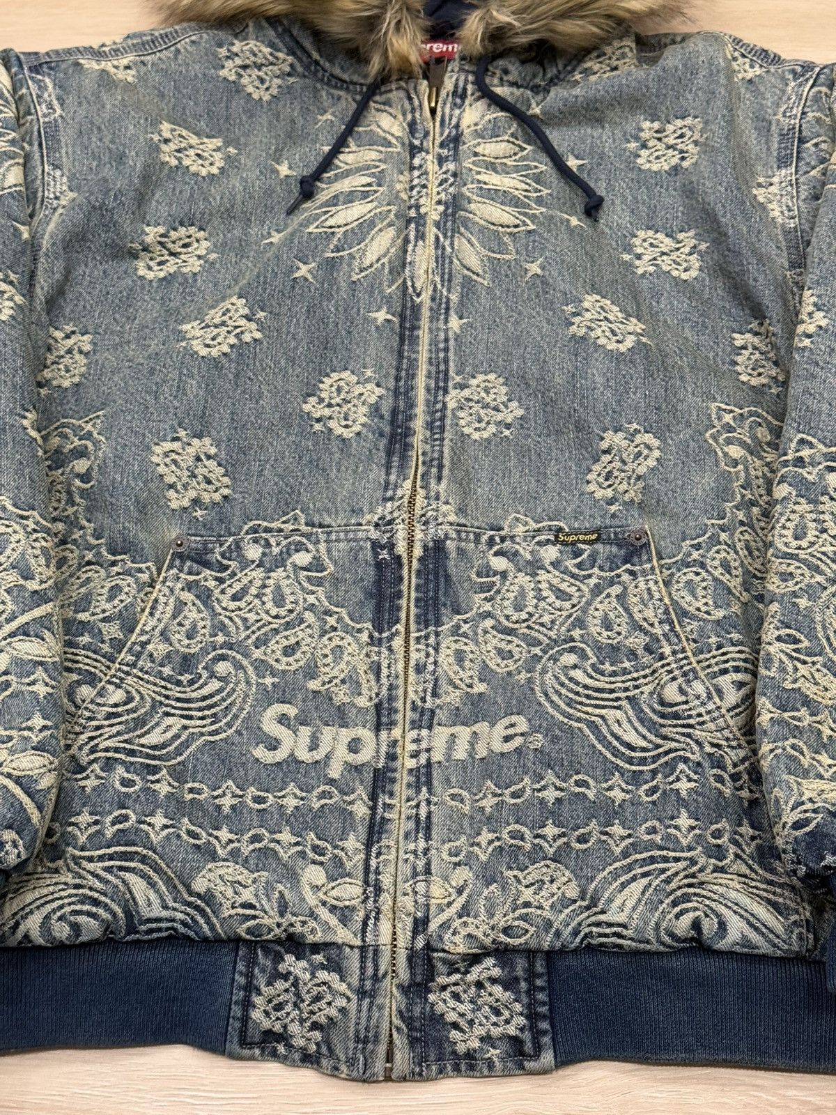 Supreme Supreme Bandana Jacquard Denim Hooded Work Jacket Size US XL / EU 56 / 4 - 3 Thumbnail