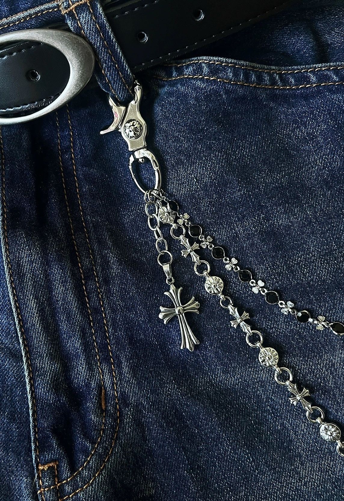 Jewelry Retro streetwear punk cross double layer pocket wallet chain Size ONE SIZE - 4 Thumbnail