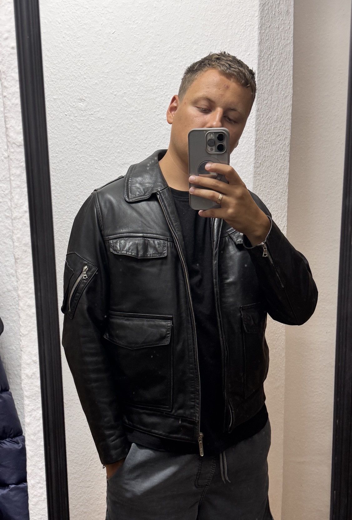 Vintage 1989 Vintage Men's Polizei Leather jacket Size 48 / M-L Size US M / EU 48-50 / 2 - 7 Thumbnail
