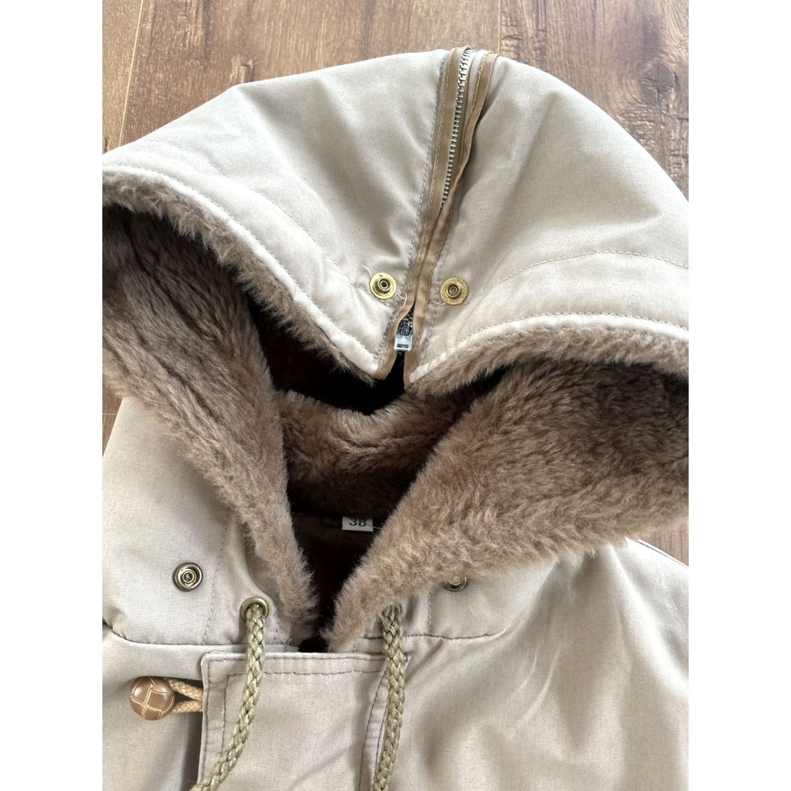 Vintage Vtg Rancher Western Cowboy Mens Jacket Coat Parka Lined 1970s Beige 38 Long Outdoor Outdoorsy Turndown Button Zip Cotton ACrilan Size US XXS / EU 40 - 5 Thumbnail