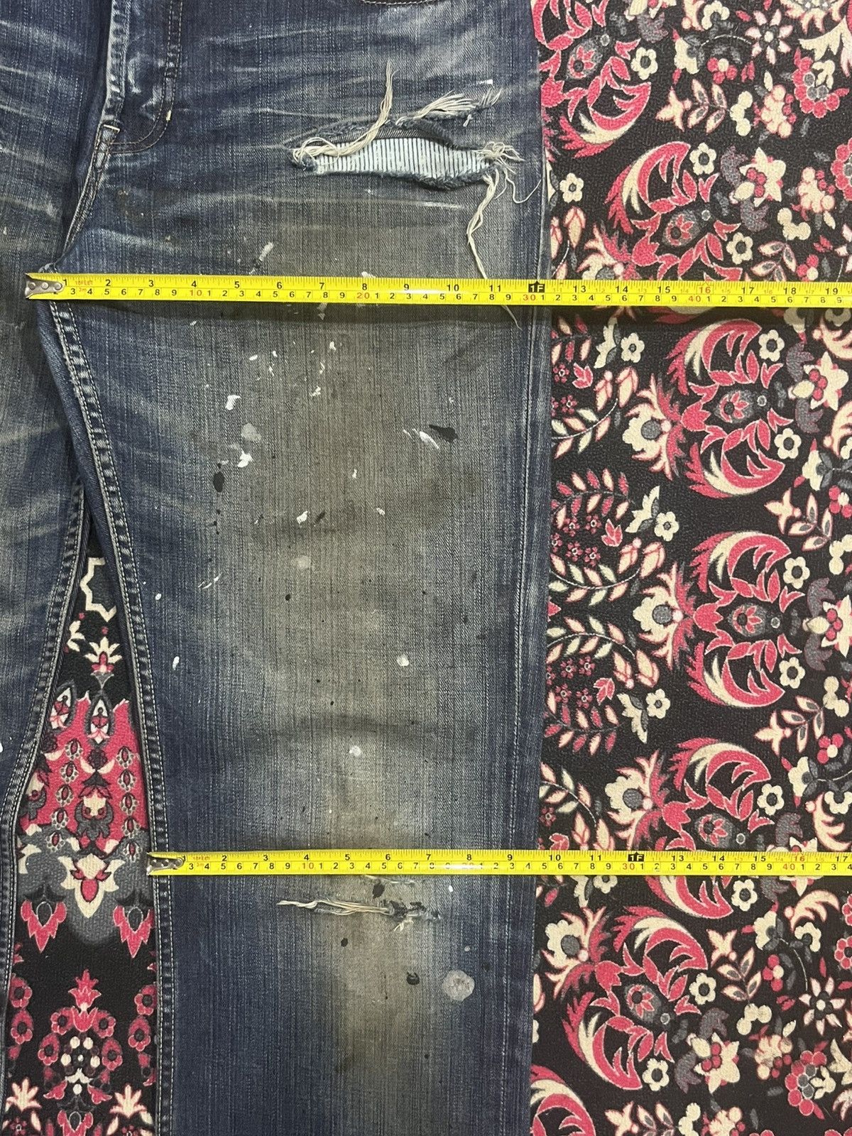 Gap × Yeezy Gap Blue Washed Paint Splattered Distressed Straight Jeans Size US 34 / EU 50 - 16 Thumbnail