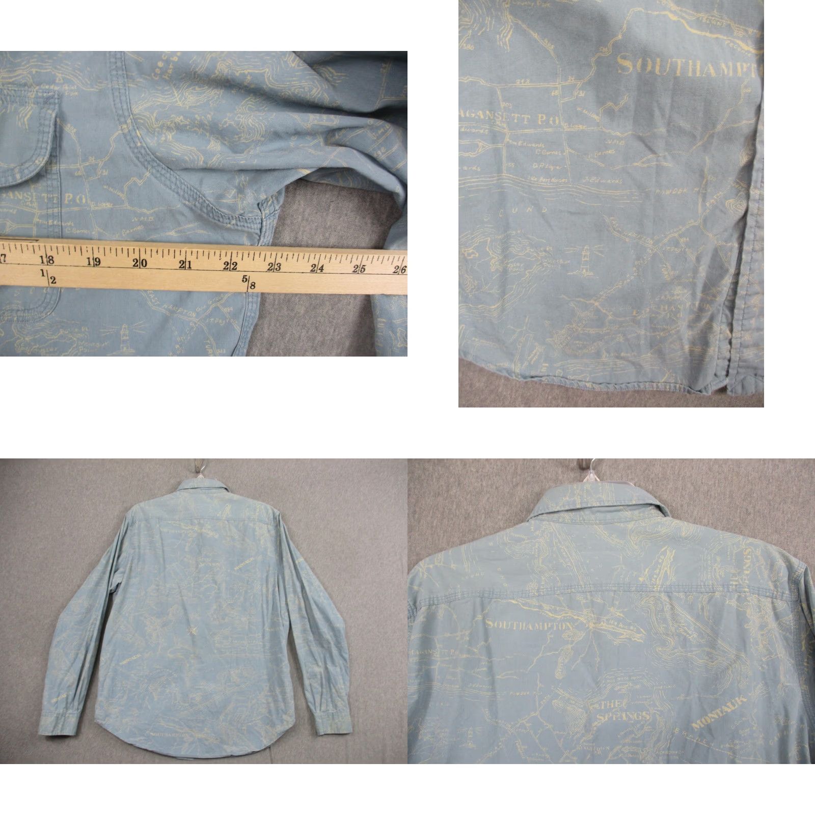 Polo Ralph Lauren VINTAGE Polo Ralph Lauren Shirt Mens Large Blue Map Print Long Sleeve Hamptons Nautical Shirt Size US L / EU 52-54 / 3 - 8 Thumbnail