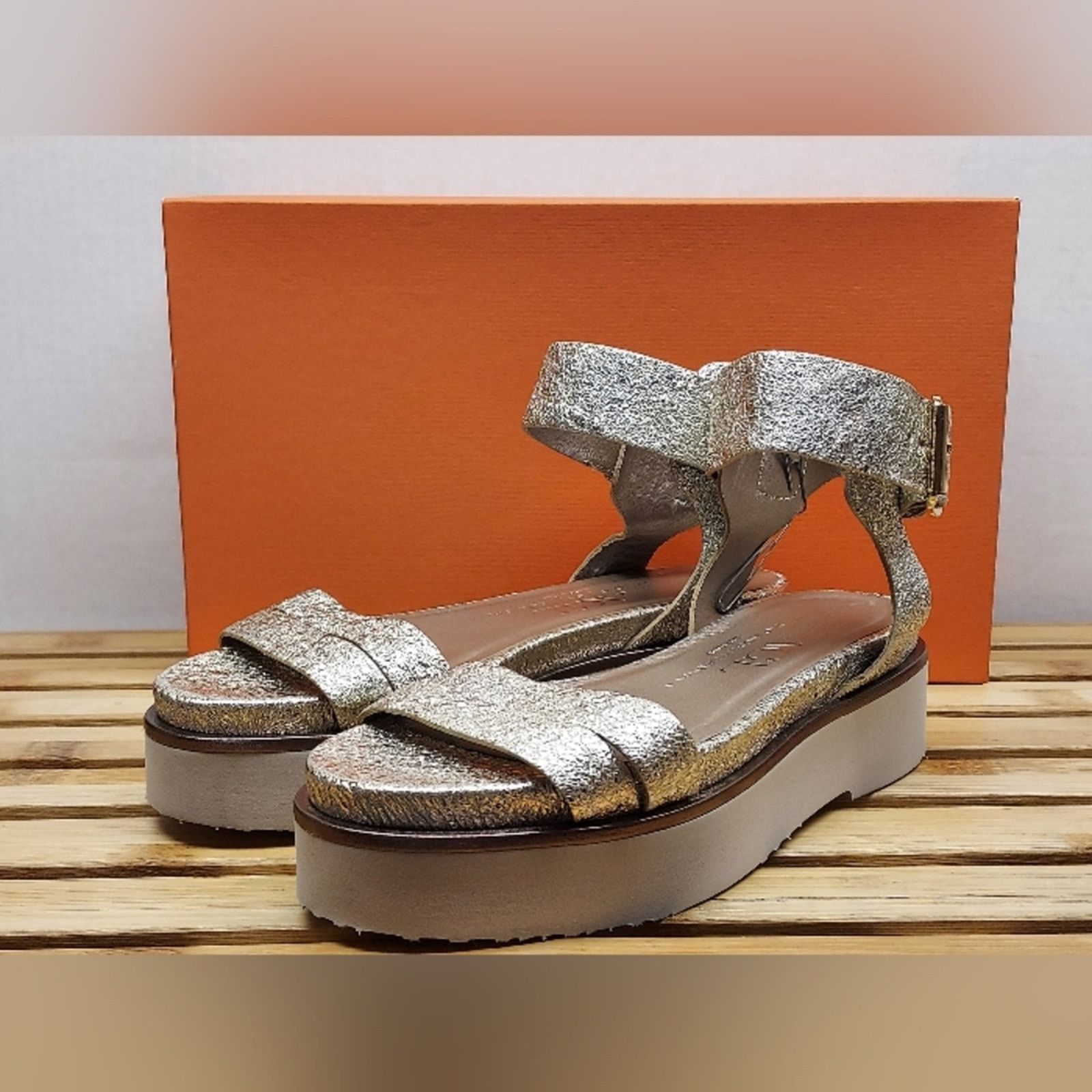 AGL AGL Womens Platinum Quarter Strap Platform Sandal Size 36(6) Size US 6 / IT 36 - 1 Thumbnail