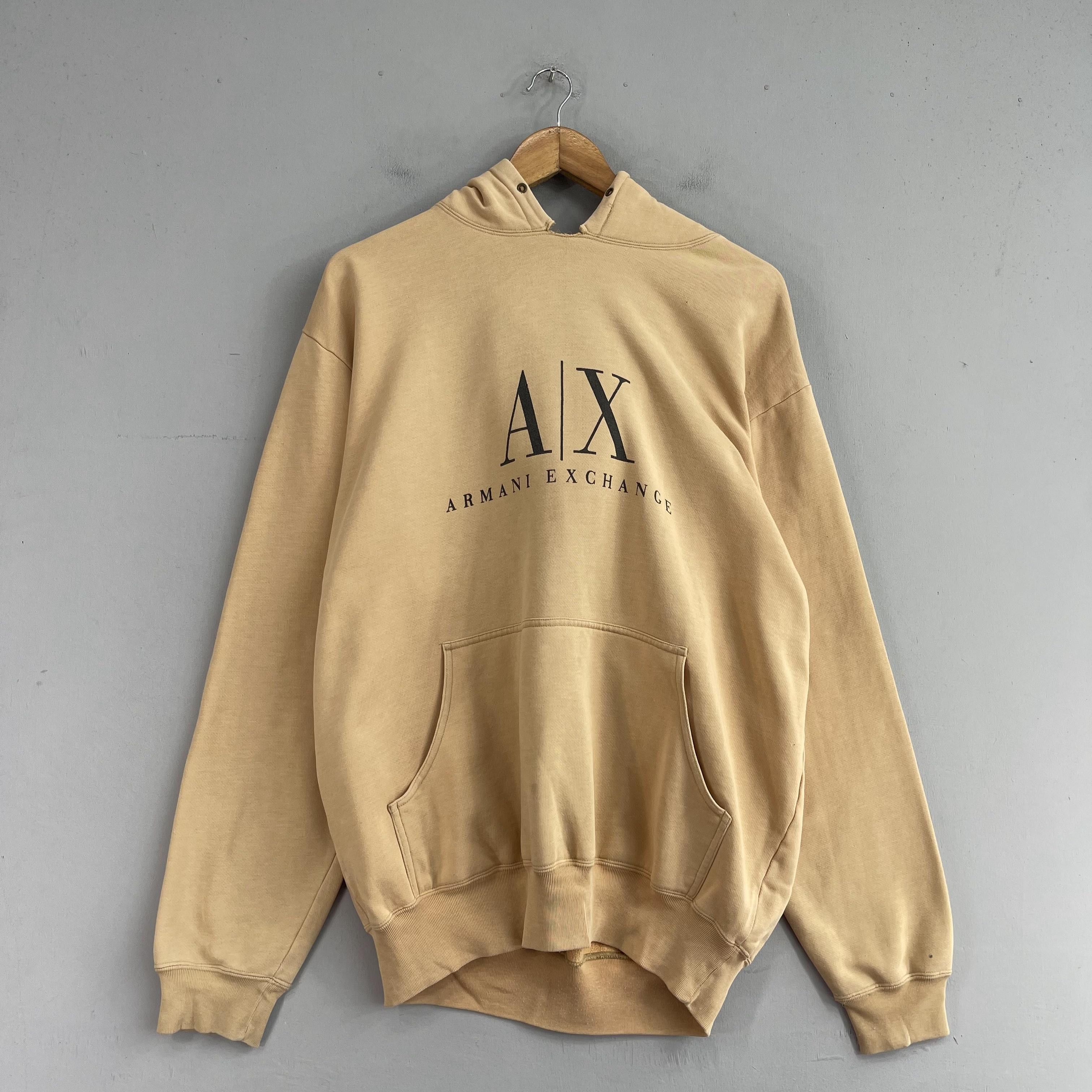 Armani × Vintage Vintage ARMANI EXCHANGE Spellout Pullover Hoodie Size US L / EU 52-54 / 3 - 3 Thumbnail