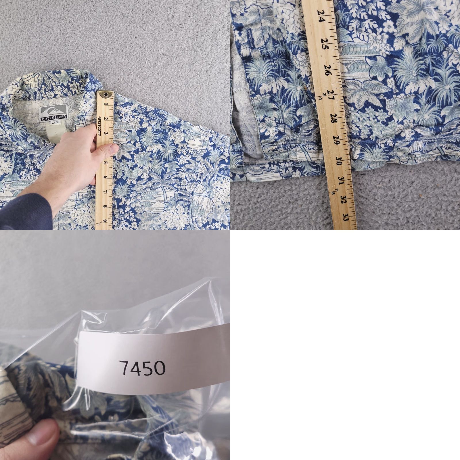 Quiksilver VINTAGE Quiksilver Shirt Mens L Blue Hawaiian Floral Short Sleeve Button-Up Size US L / EU 52-54 / 3 - 8 Thumbnail