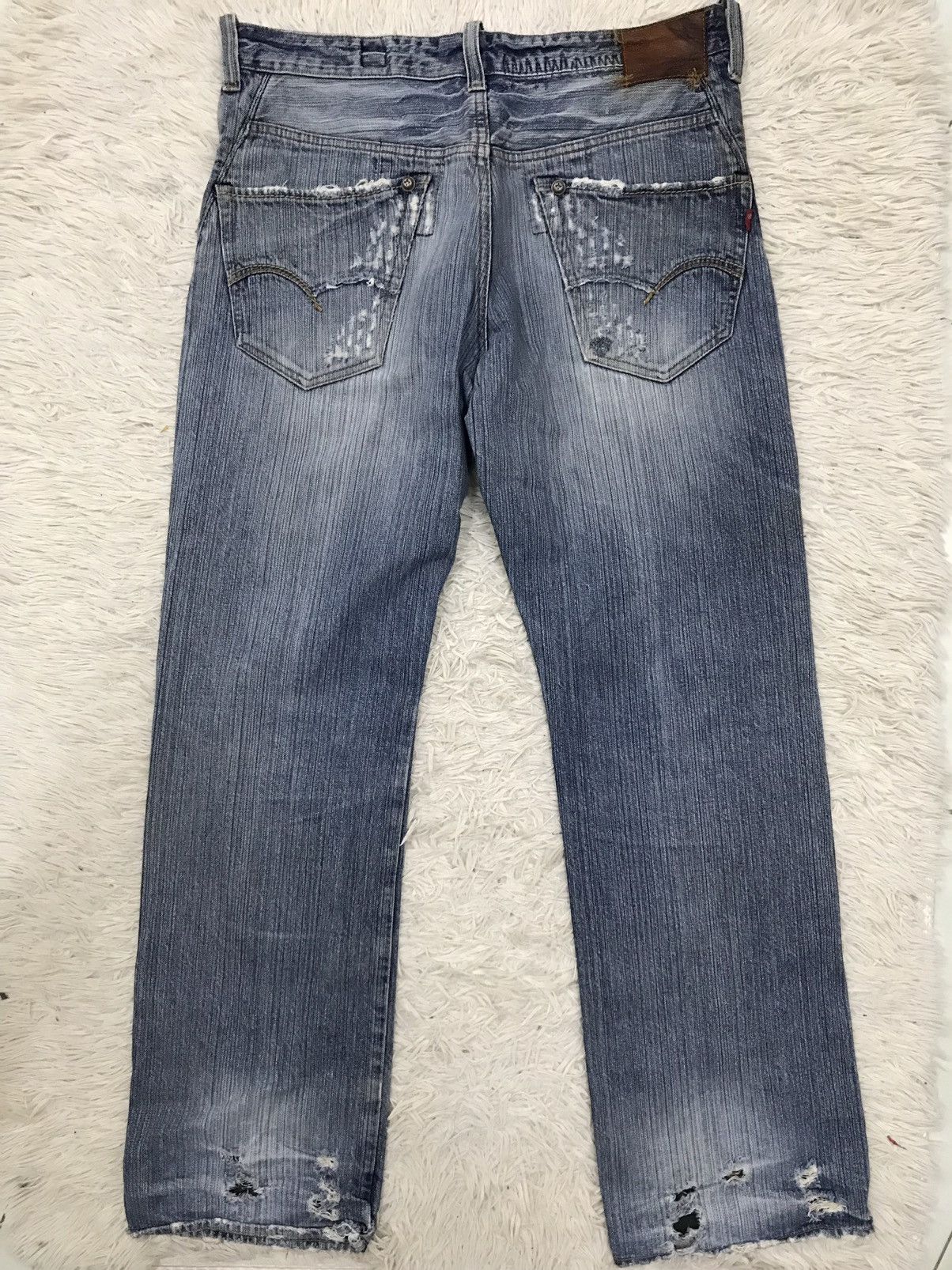 If Six Was Nine Vintage Bartack Work Clothing Distressed Denim Jeans Size US 34 / EU 50 - 2 Thumbnail