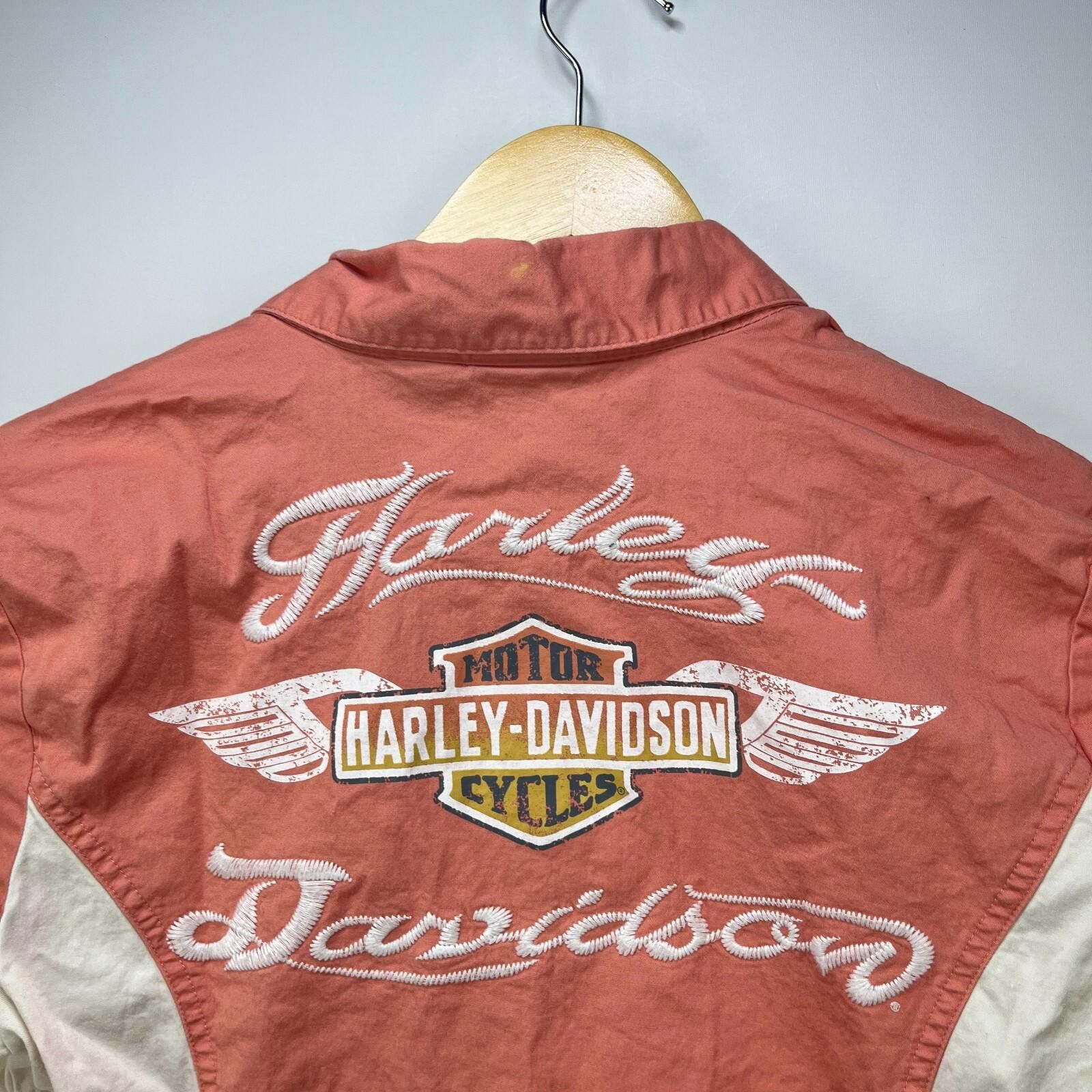 Harley Davidson Vintage y2K Harley Davidson Women's zip up Shirt Medium Size M / US 6-8 / IT 42-44 - 3 Thumbnail