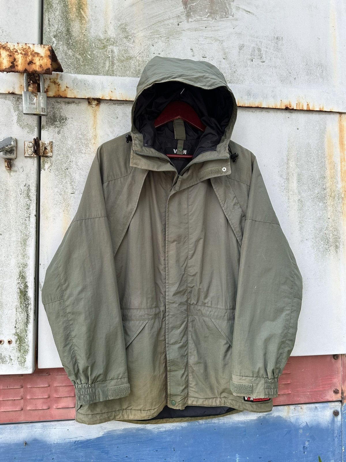 Vintage 👹Vintage Faded Van Sport Hooded Utility Jacket Size US L / EU 52-54 / 3 - 3 Thumbnail