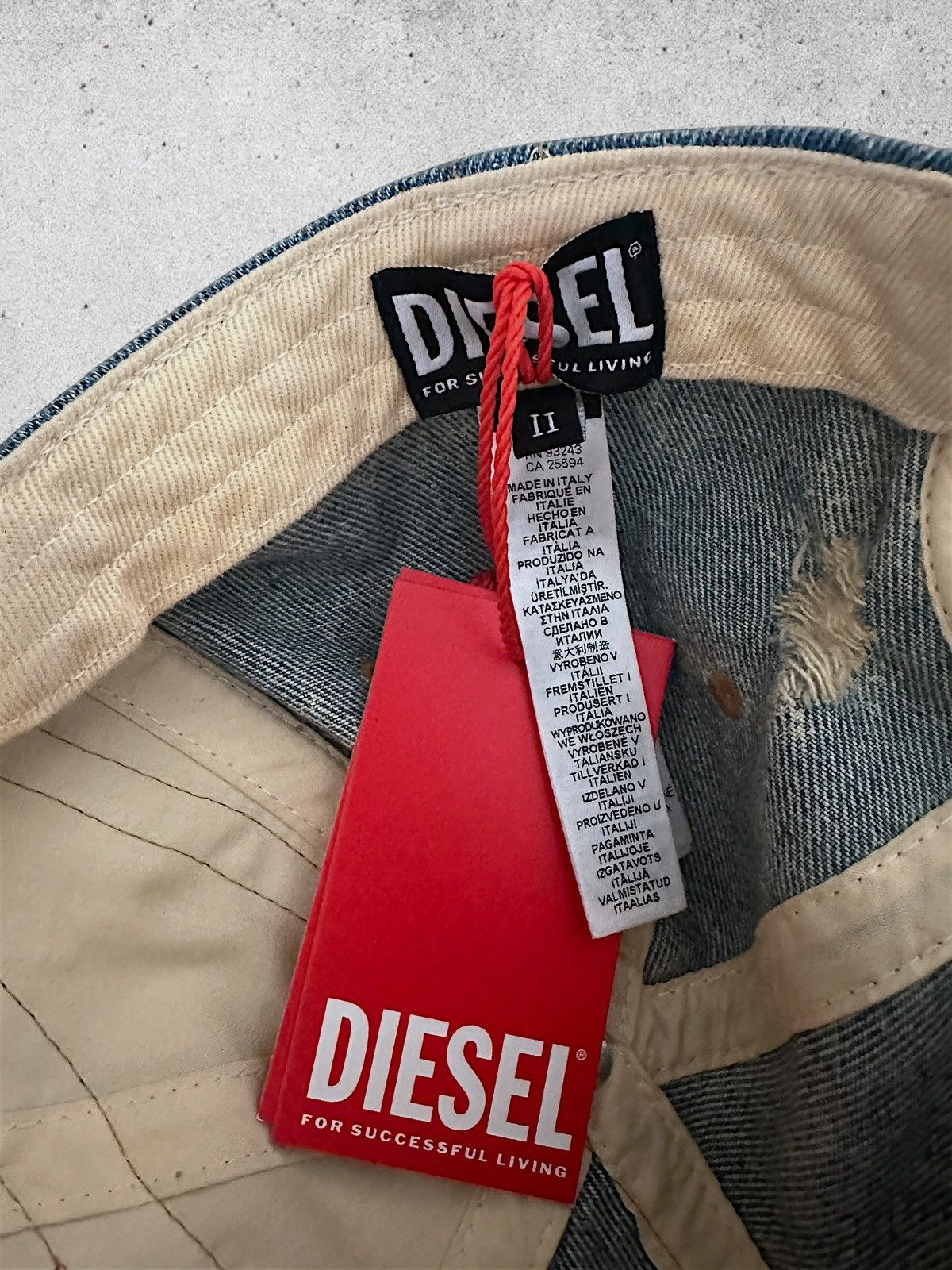 Diesel Diesel C-Obi Distressed Denim Hat Size ONE SIZE - 7 Thumbnail