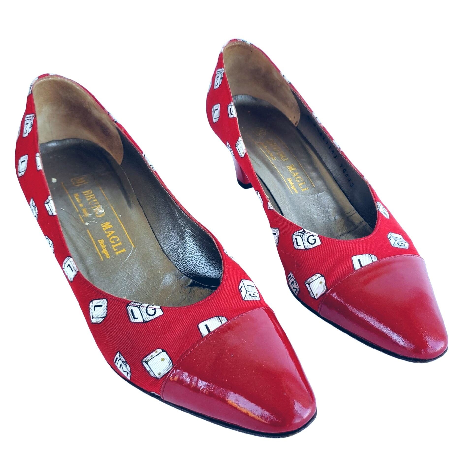 Bruno Magli Bruno Magli 80s Vintage Red Heels 7.5 Novelty Dice Leather C Size US 7.5 / IT 37.5 - 4 Thumbnail