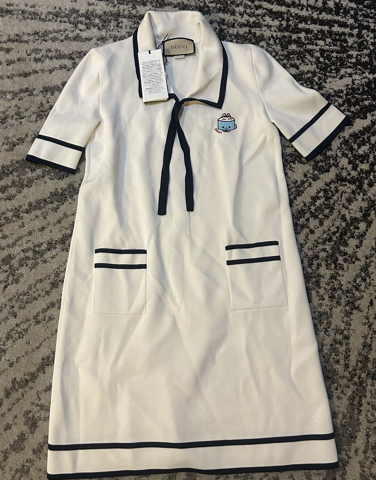 Gucci Gucci Polo Dress Fine Cotton Silk size S Ivory/Blue Size S / US 4 / IT 40 - 6 Thumbnail