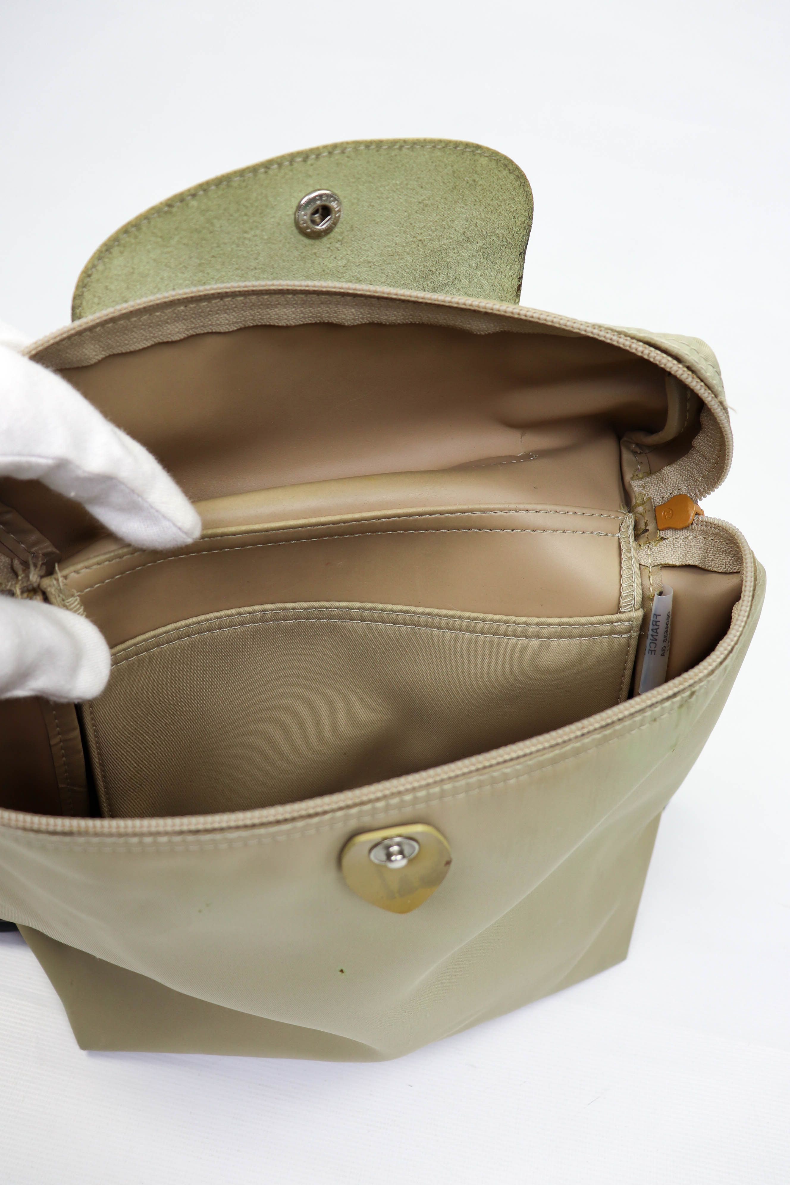 Longchamp Longchamp Paris Vintage 90s Beige Nylon Small Backpack Bag Size ONE SIZE - 14 Thumbnail