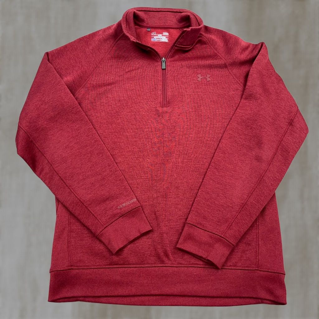 Under Armour Under Armour Sweatshirt Men Large Red Pullover 1/4 Zip Mock Neck Fleece Storm Regular Size L, Red, Sweatshirt, Men Size US L / EU 52-54 / 3 - 1 Thumbnail