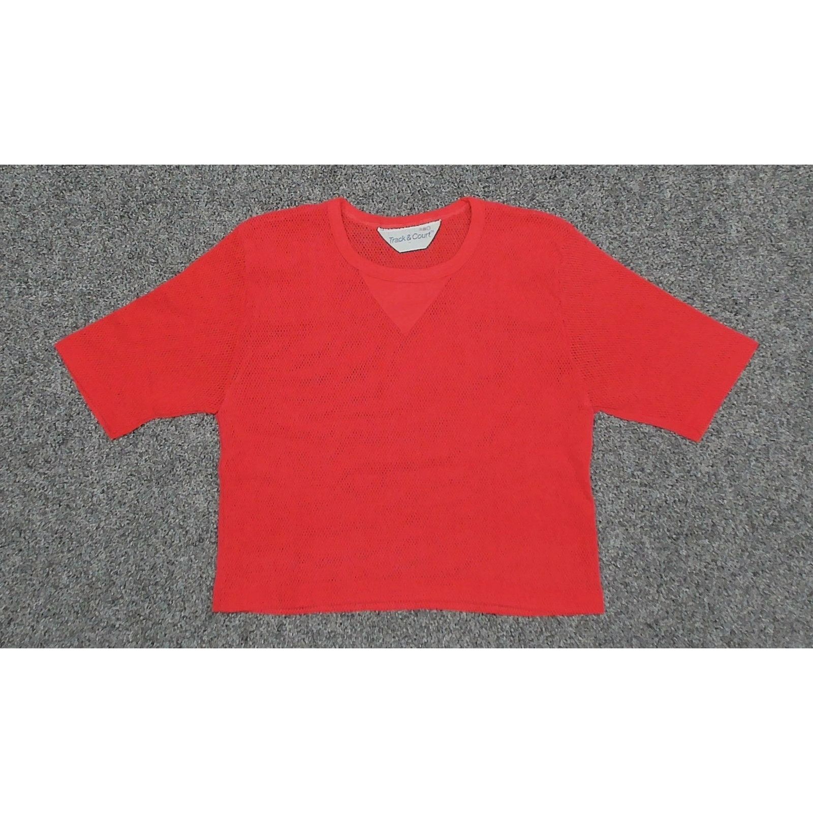 Vintage Track & Court VTG 80s Single Stitch Red Mesh Crop Top Small Size S / US 4 / IT 40 - 2 Thumbnail