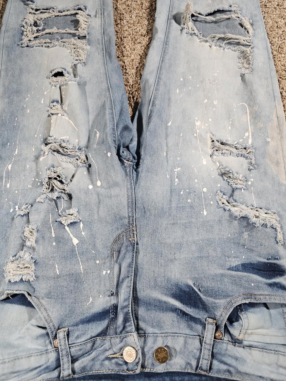 Designer Surprise Surprise Destroyed Jeans Large APPROX 30.5 x 29 Size 36" / US 14 / IT 50 - 2 Thumbnail