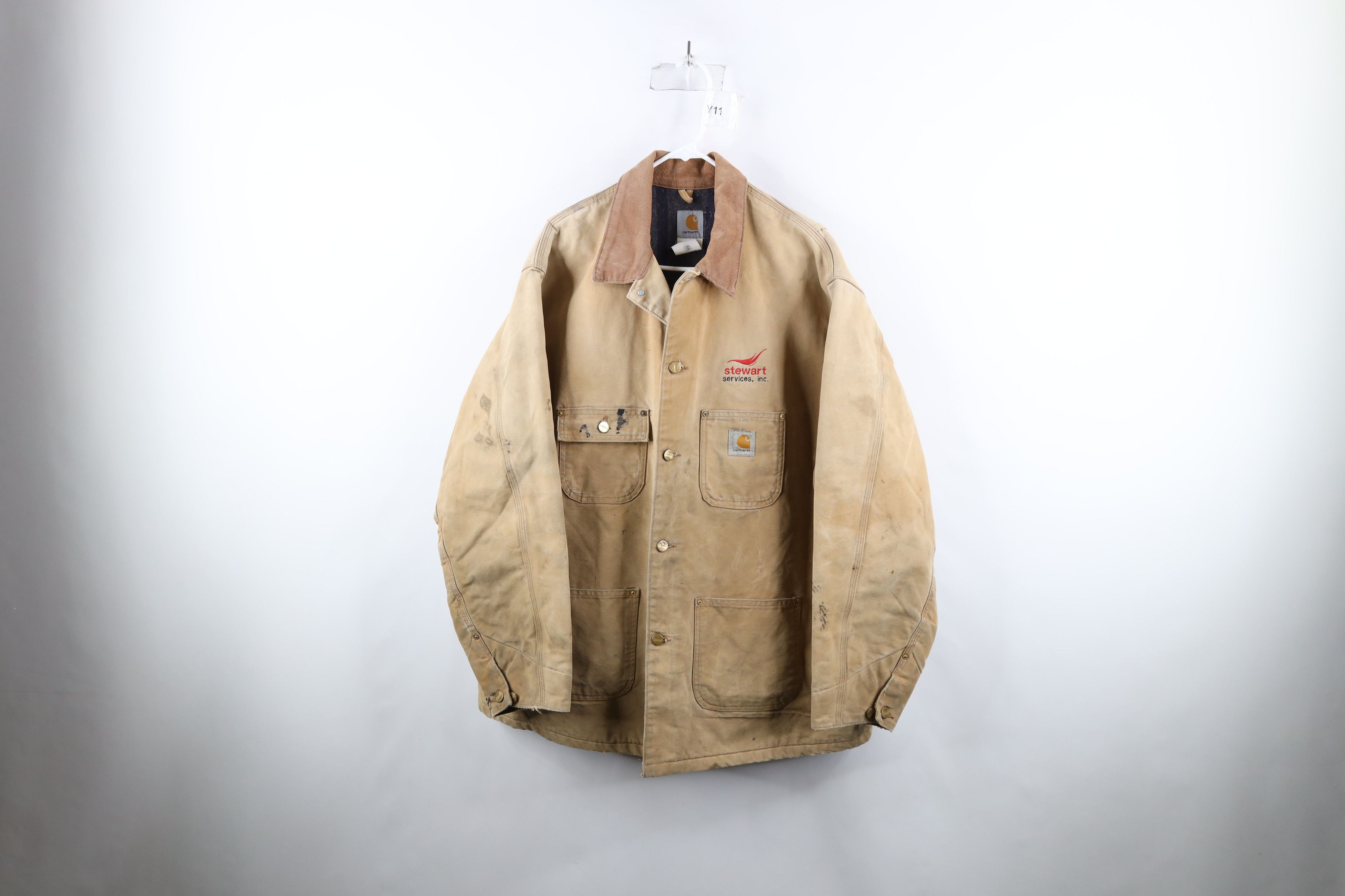 image of 90's Carhartt Lined Chore Barn Jacket Brown Usa in Beige, Men's (Size 2XL)