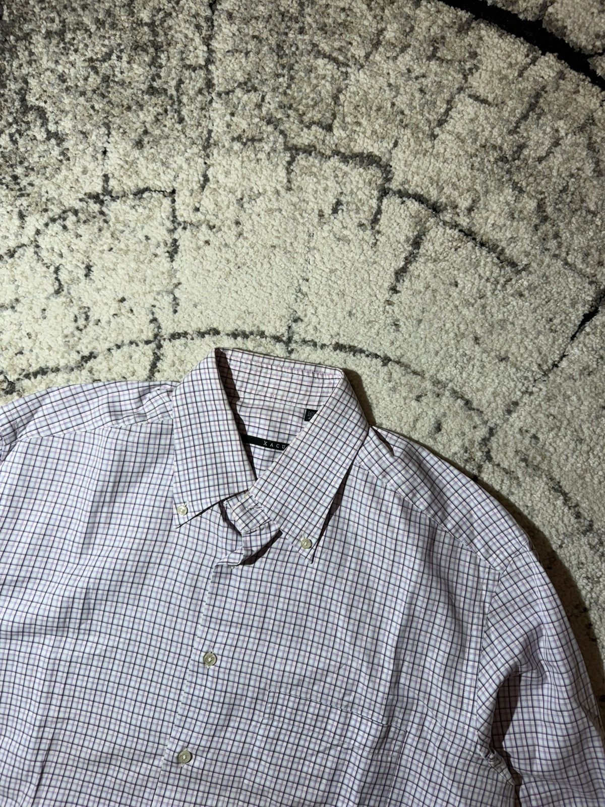 Designer × Japanese Brand × Vintage Xacus Button Shirt Madi Italy Men’s XLarge Check Collar Size US XL / EU 56 / 4 - 5 Thumbnail
