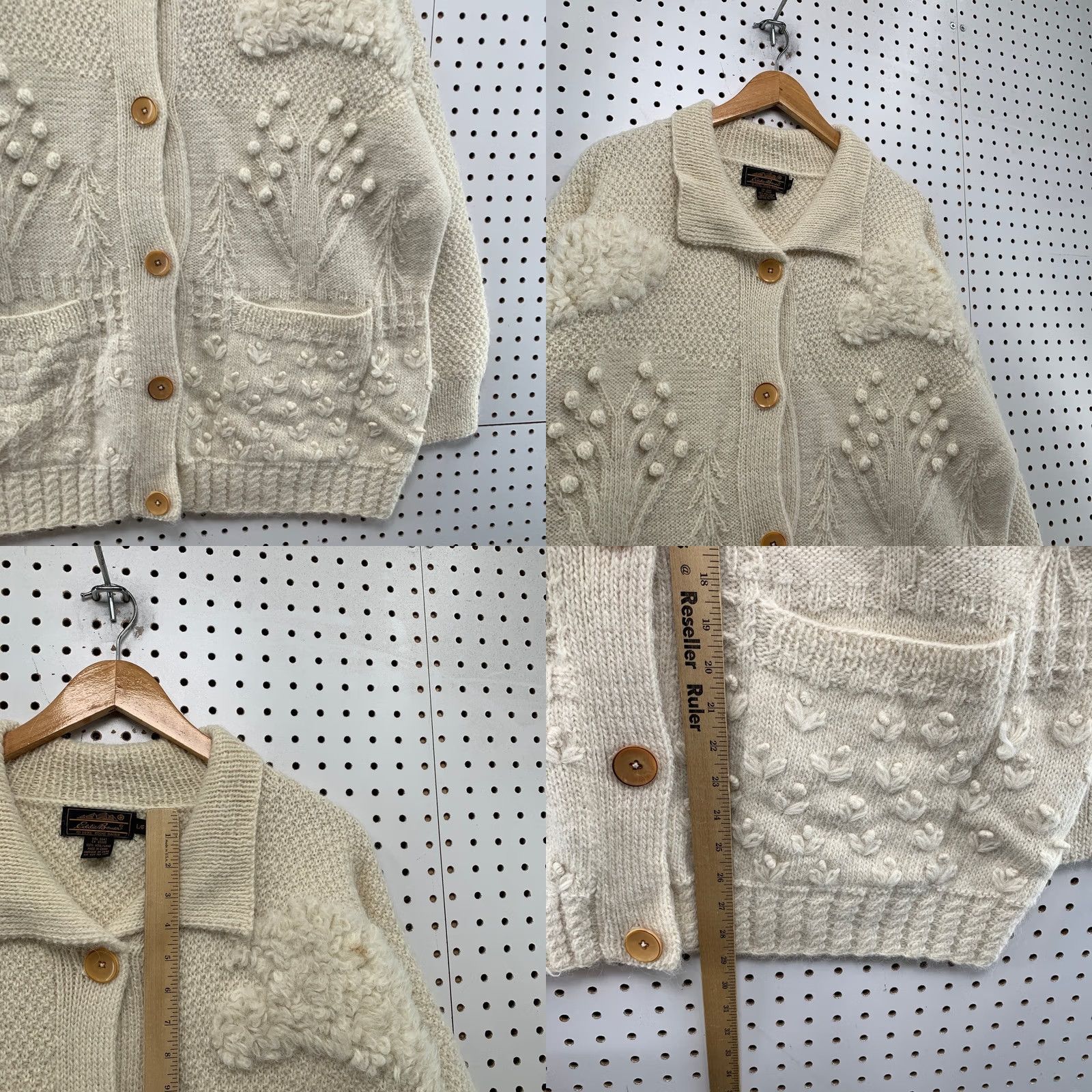 Eddie Bauer VINTAGE Eddie Bauer Wool Button Cardigan Womens L Beige Floral Knit Heavyweight Size L / US 10 / IT 46 - 8 Thumbnail