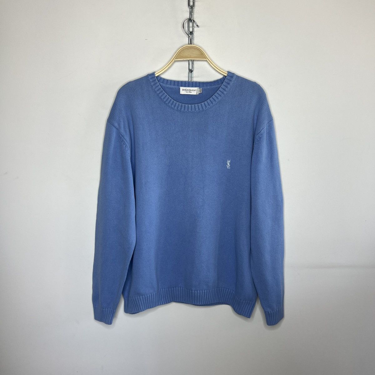 Yves Saint Laurent Vintage Yves Saint Laurent blue basic sweater YSL Size US L / EU 52-54 / 3 - 1 Thumbnail