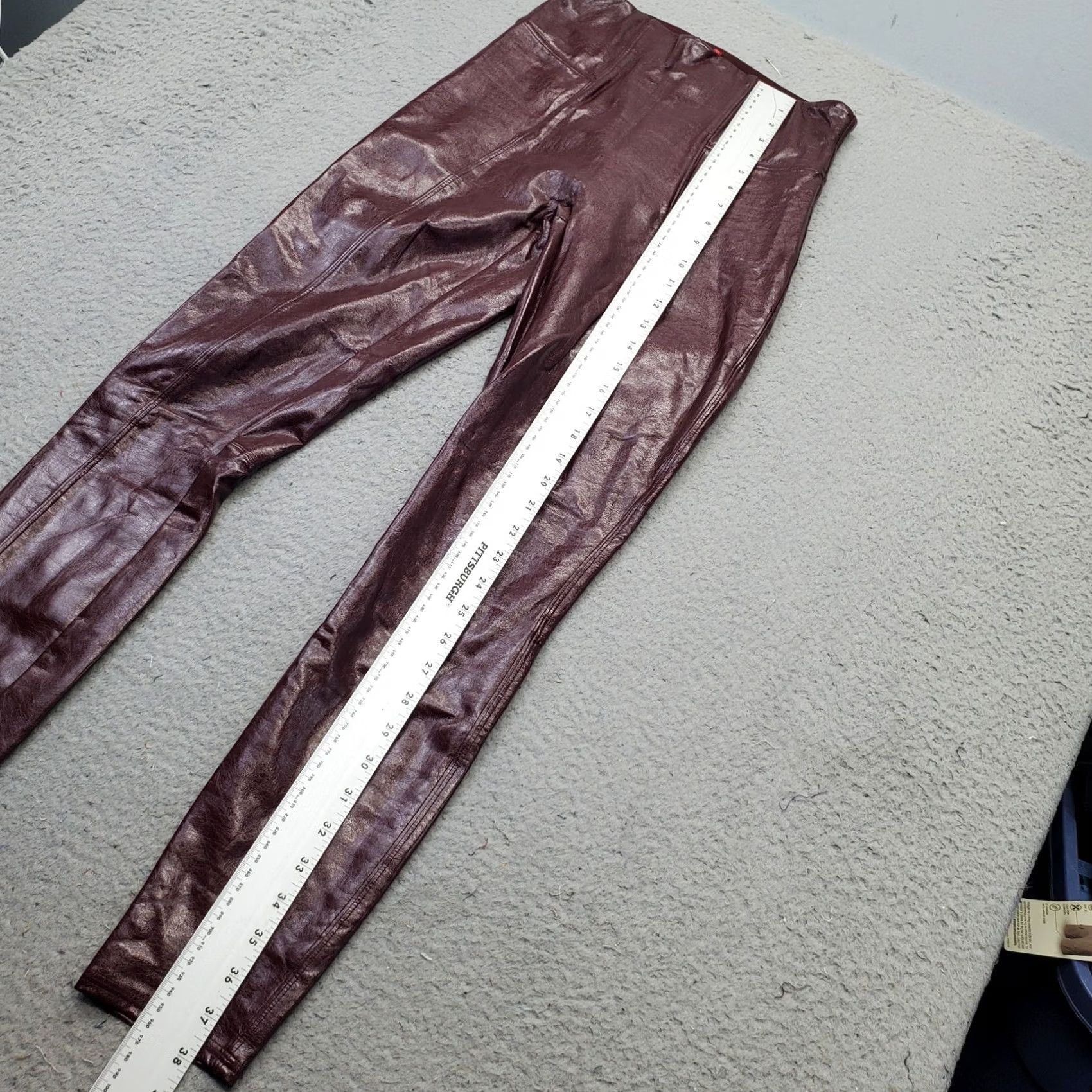 Spanx Spanx by Sara Blakely Faux Patent Leather Leggings Womens S Burgundy High Waist Size 28" / US 6 / IT 42 - 3 Thumbnail