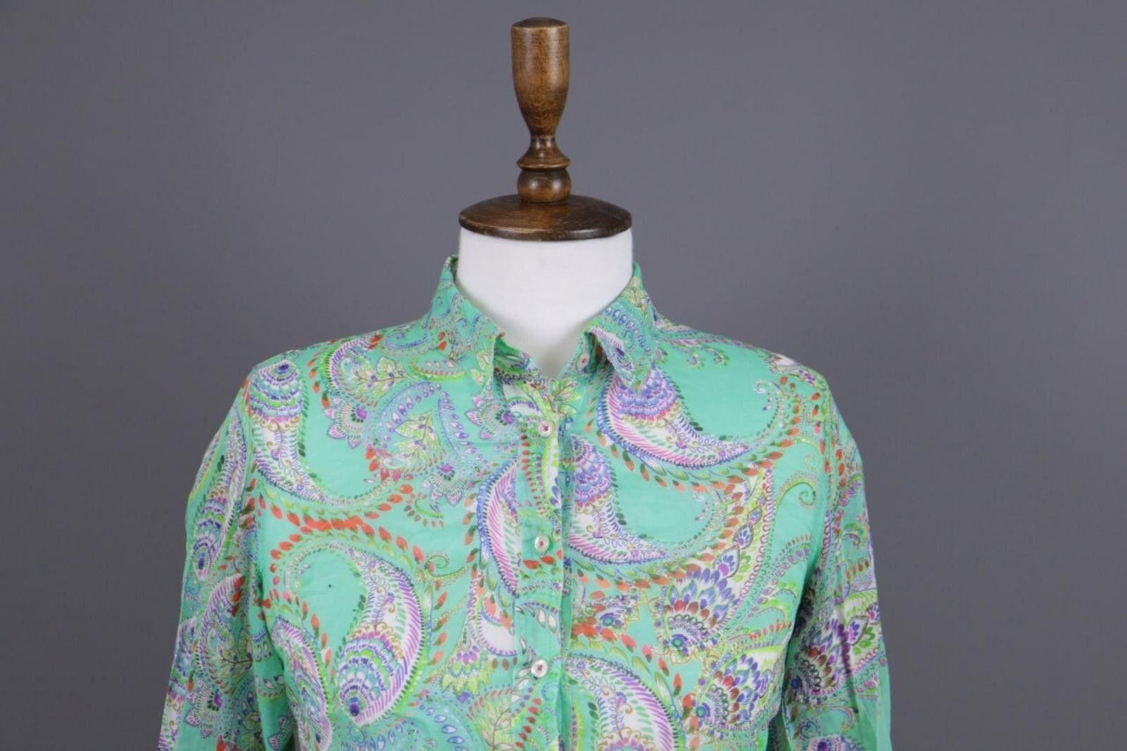 Heliot Emil Emily Van Den Bergh Green Paisley Blouse Shirt Size 36 Size M / US 6-8 / IT 42-44 - 2 Thumbnail