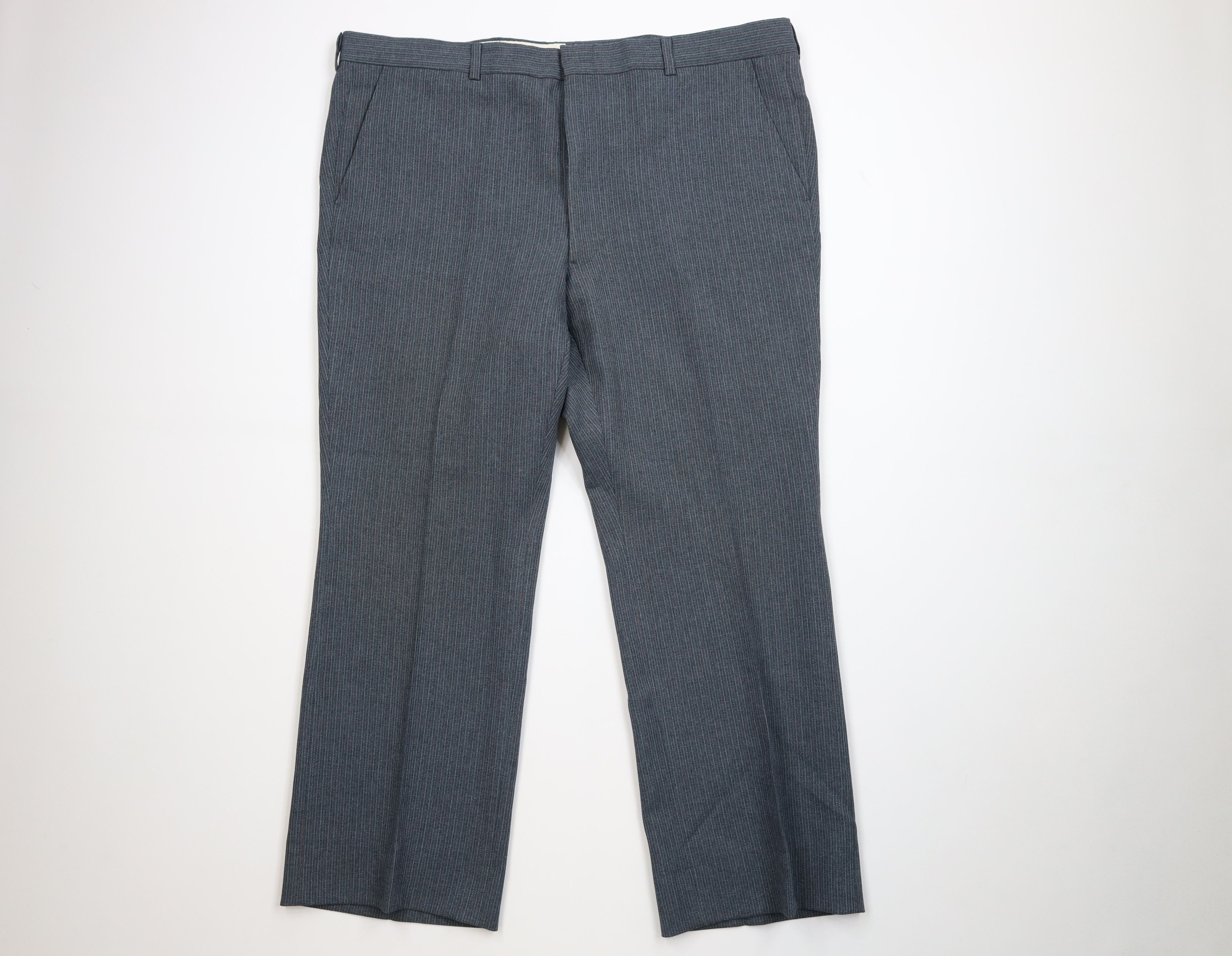 Vintage Vintage 70s Streetwear Pinstriped Knit Wide Leg Chino Pants Size US 42 / EU 58 - 1 Thumbnail