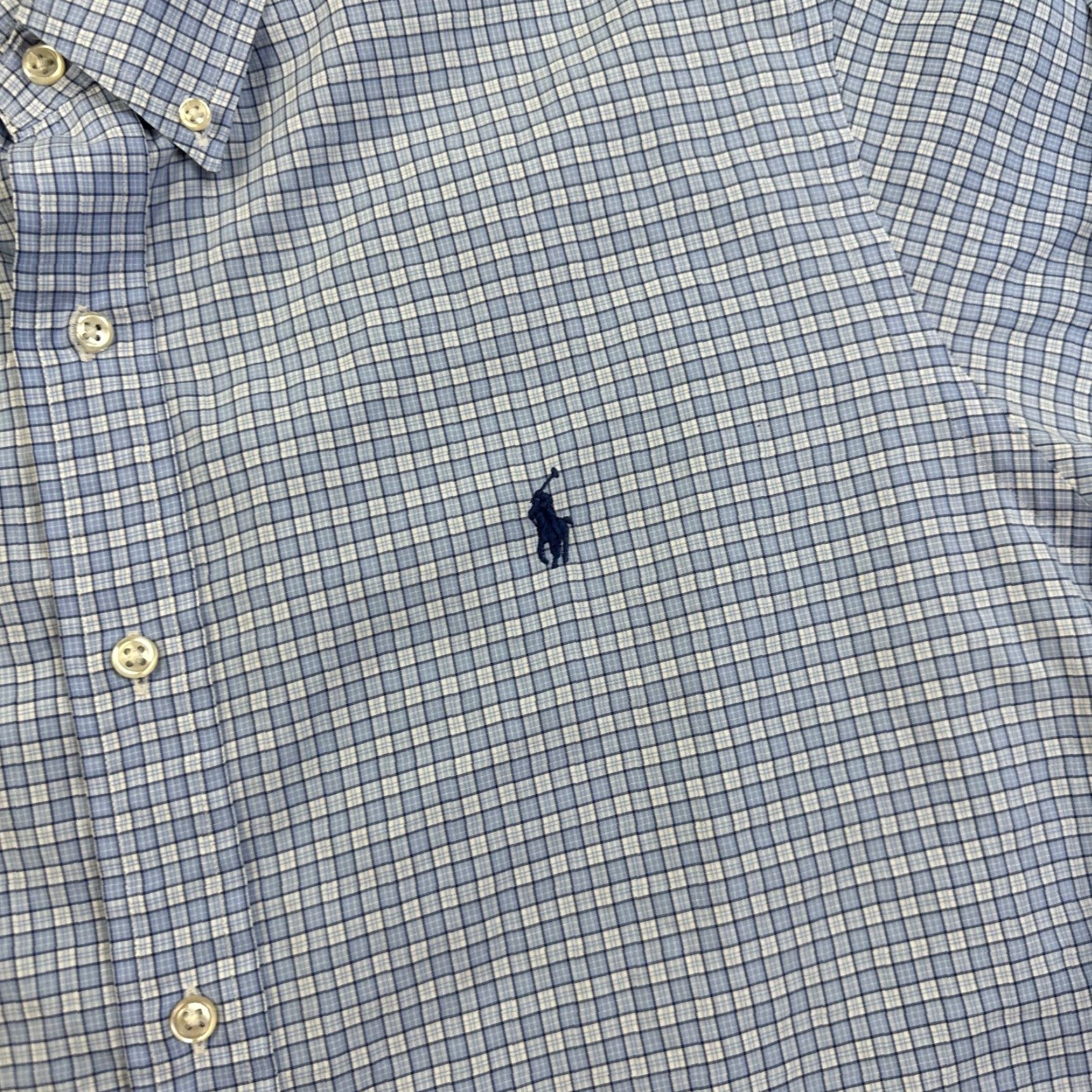 Ralph Lauren Ralph Lauren Shirt Mens 17 43 Blue Check Button-Up Pony Long Sleeve Casual Business Size US XL / EU 56 / 4 - 4 Thumbnail