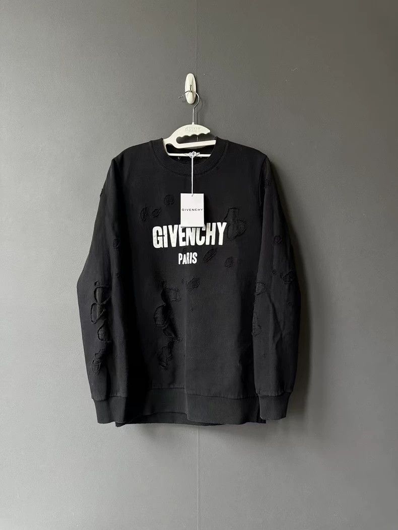 Givenchy Black Large Hole Sweatshirt 2505-Nextarrow