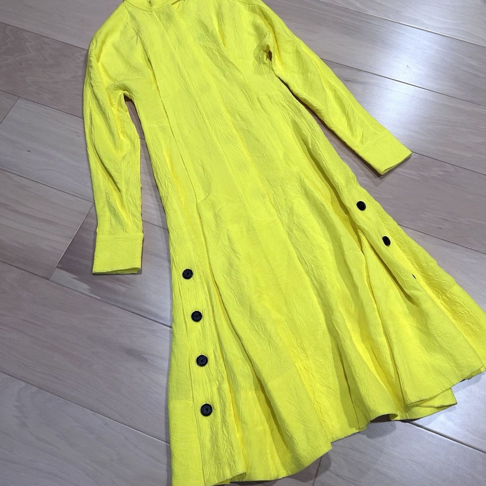 Proenza Schouler Proenza Schouler Crushed Matte Neon Yellow Satin Midi Dress Women’s 0 Size XS / US 0-2 / IT 36-38 - 2 Thumbnail