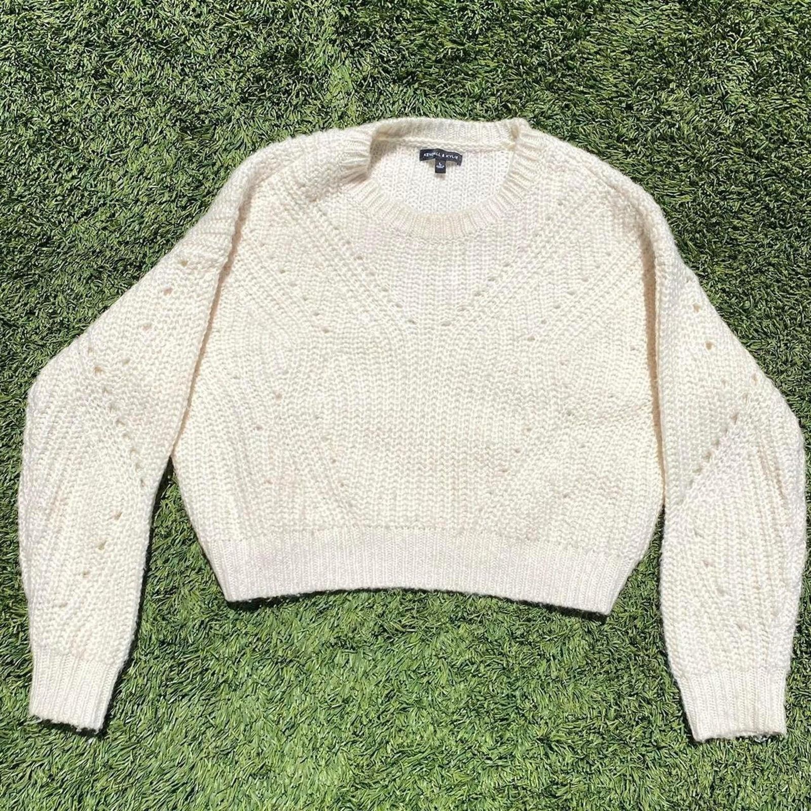 Kendall And Kylie Kendal & Kylie Cream Knit Sweater Size L / US 10 / IT 46 - 1 Thumbnail
