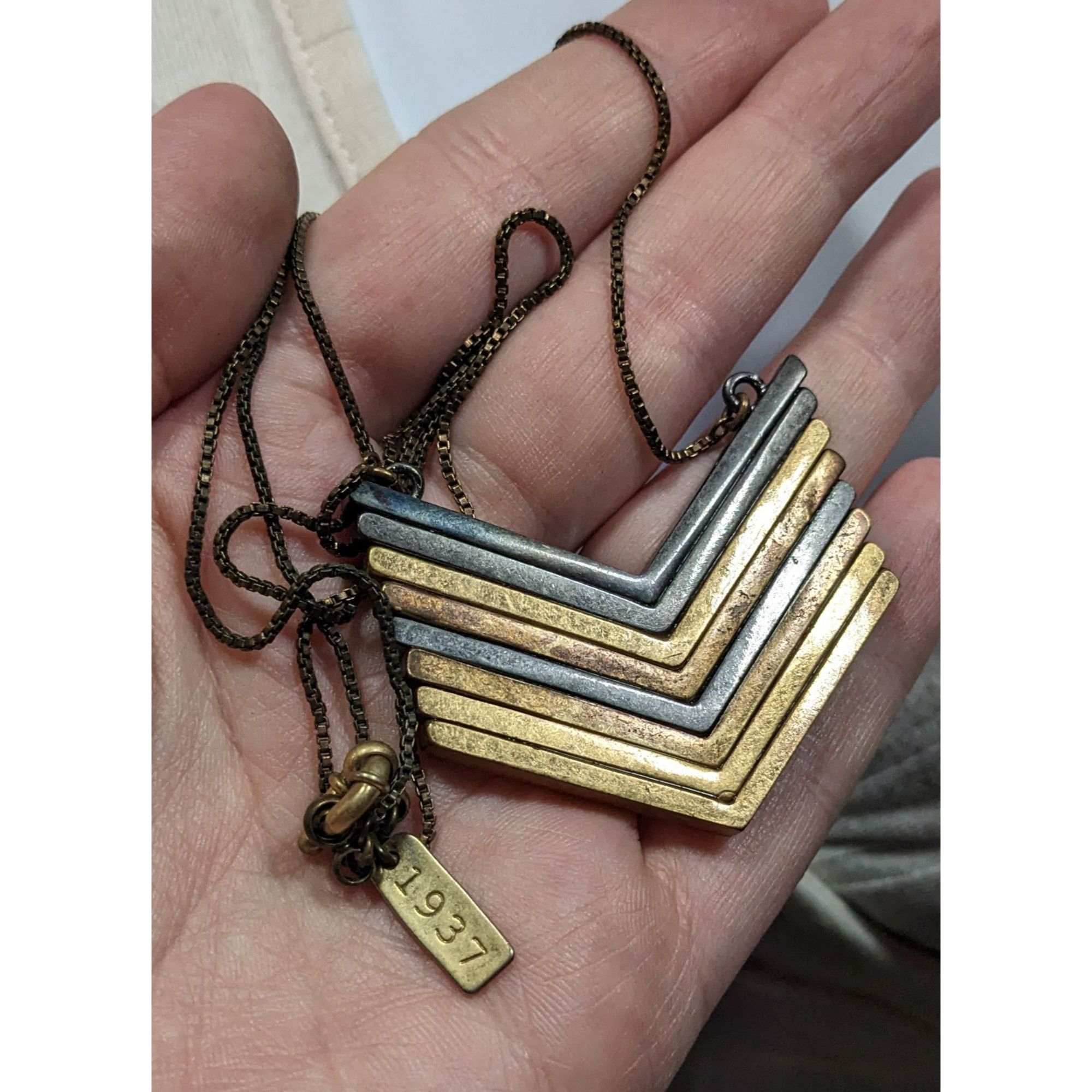 Other 1934 Arrowstack Chevron Multi-Metallic Pendant Necklace Size ONE SIZE - 7 Thumbnail