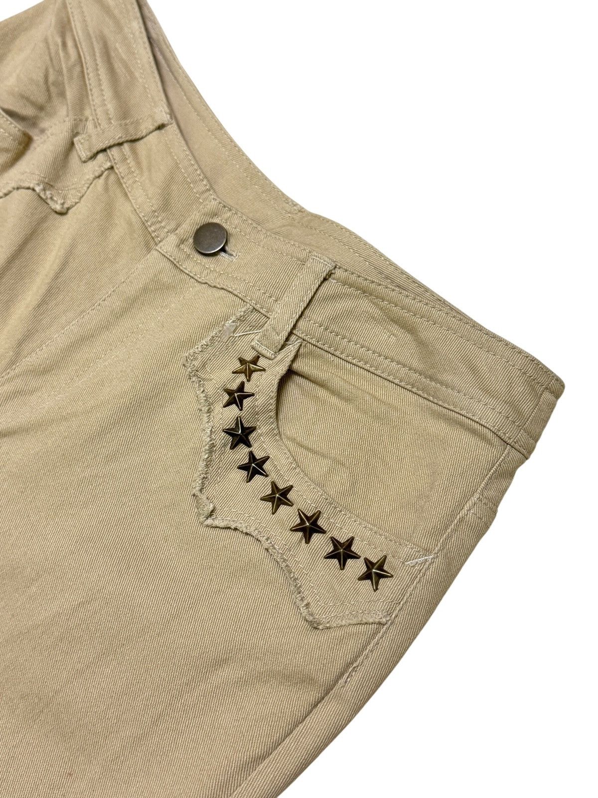 Tornado Mart Y2K Beige Flare Pants with Star Studded Cowboy Aesthetic Size US 26 / EU 42 - 9 Thumbnail