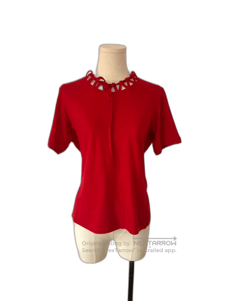 Yohji Yamamoto Y's Yohji Yamamoto Red Cutout Neck Top Size US M / EU 48-50 / 2 - 1 Thumbnail