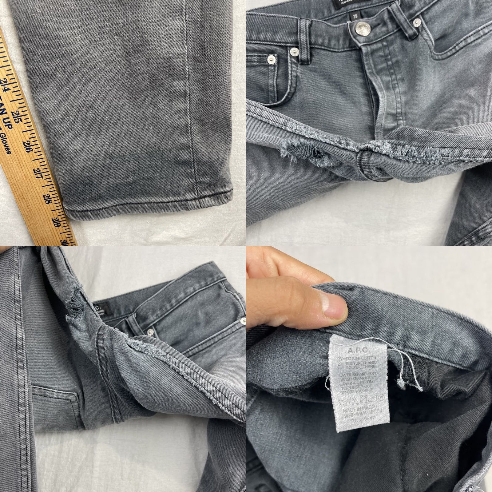 A.P.C. APC Jeans Mens 29x29 Black Petit Standard Button Fly Slim Droit Etroit Pants Size US 29 - 8 Thumbnail