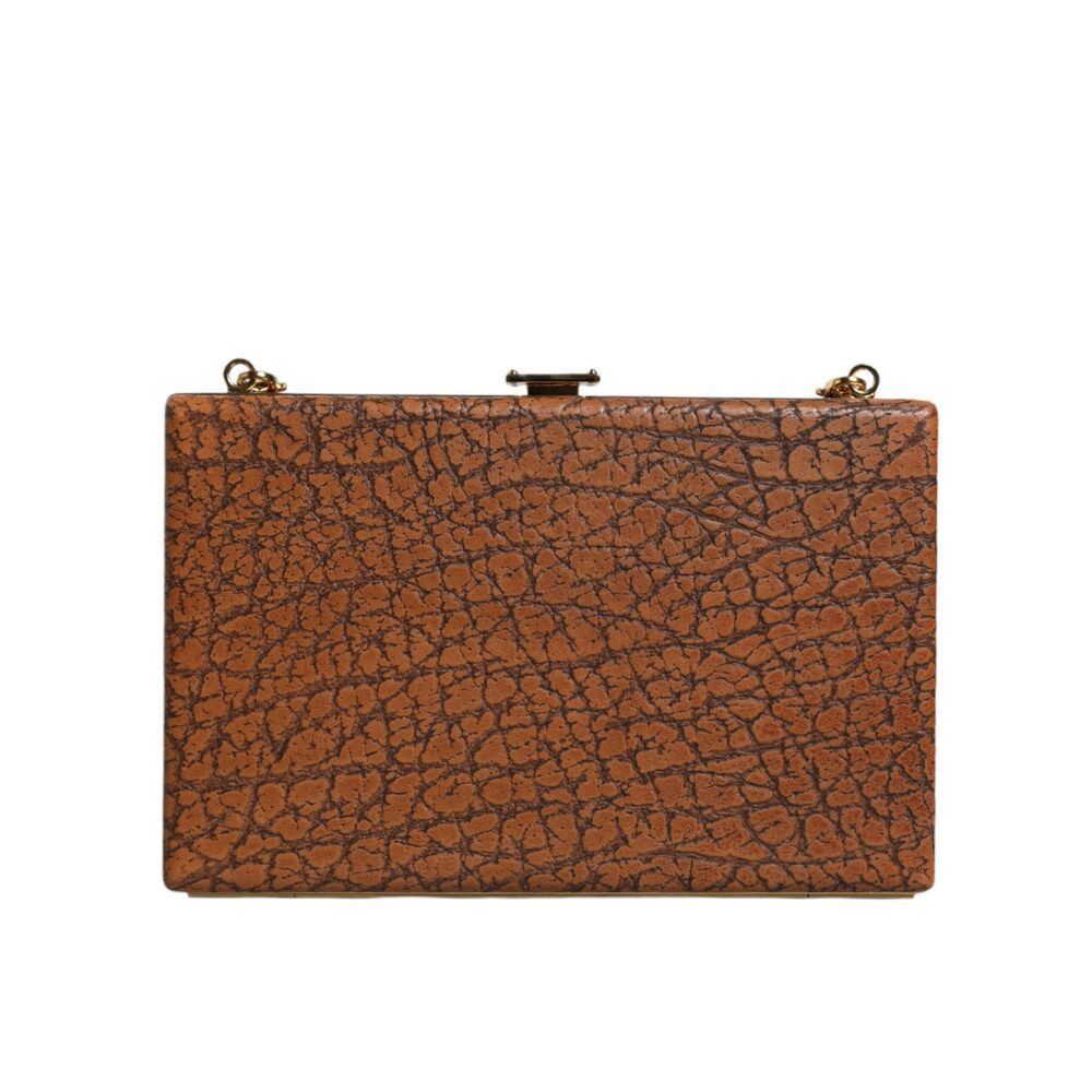 Dolce & Gabbana Dolce & Gabbana Brown Leather Gold Frame Clutch Mini Crossbo Size ONE SIZE - 7 Thumbnail