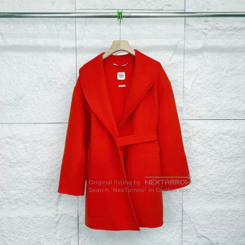 Hermes Hermes Orange Cashmere Belted Mid-length Trench Coat Size XS / US 0-2 / IT 36-38 - 1 Thumbnail