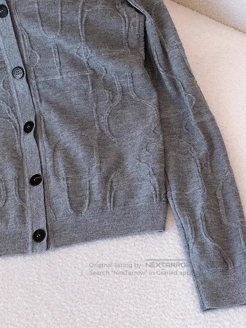 Hermes Hermes Gray suede buckle jacquard knitted cardigan Size XS / US 0-2 / IT 36-38 - 4 Thumbnail