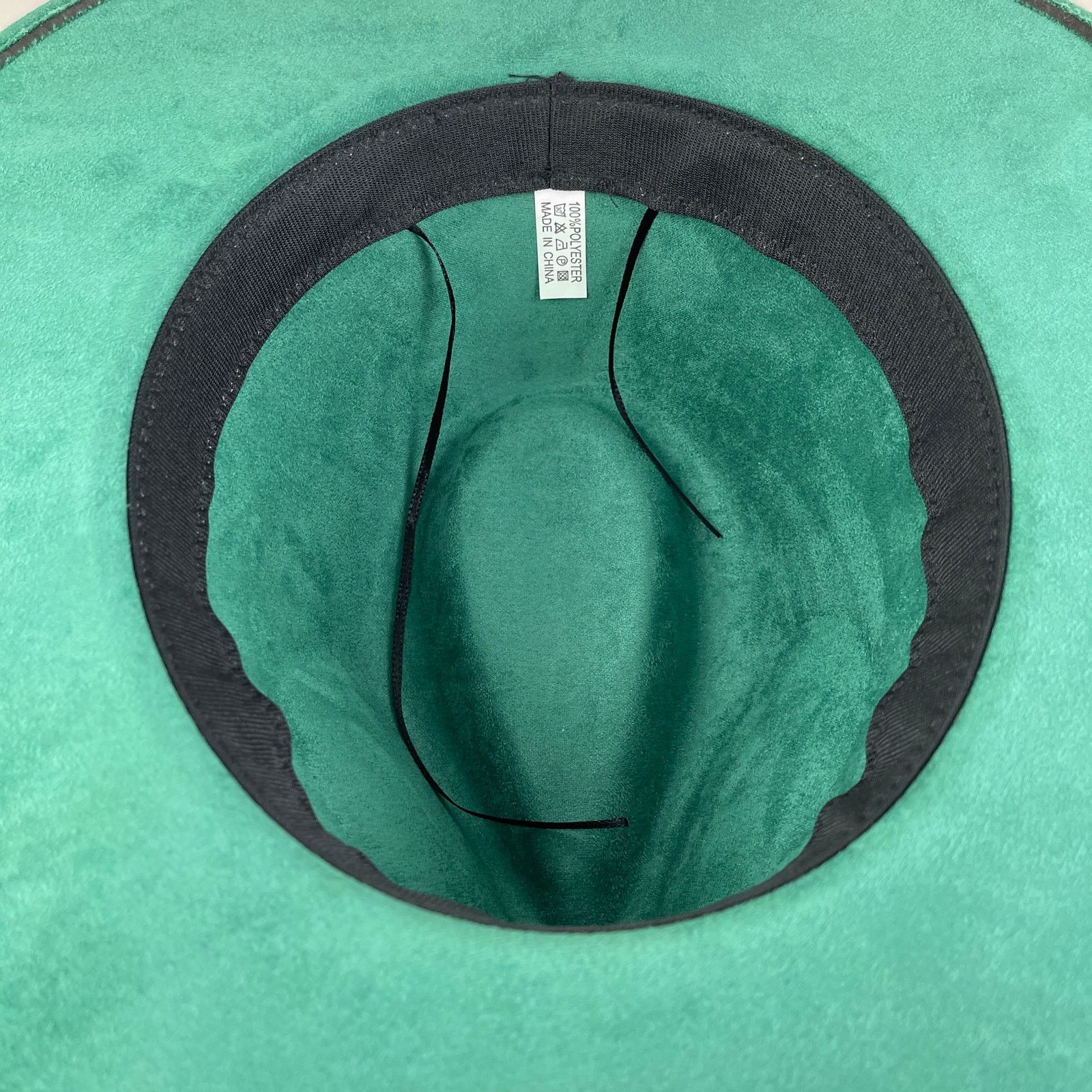 Handmade Green Faux Suede Wide Flat Brim Hat Sunflowers ADJUSTABLE SZ Size ONE SIZE - 21 Thumbnail