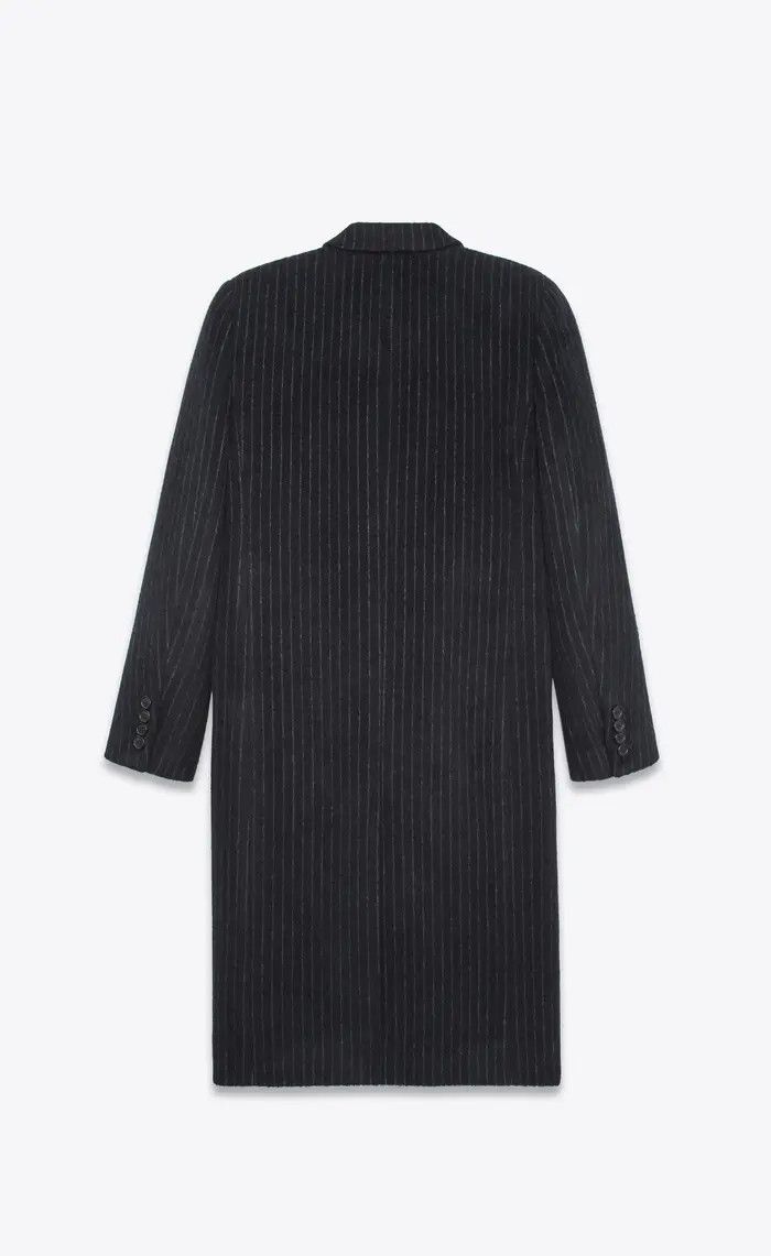 Saint Laurent Paris o1bcso1str1124 Striped Coat In Wool in Black Size US M / EU 48-50 / 2 - 2 Thumbnail