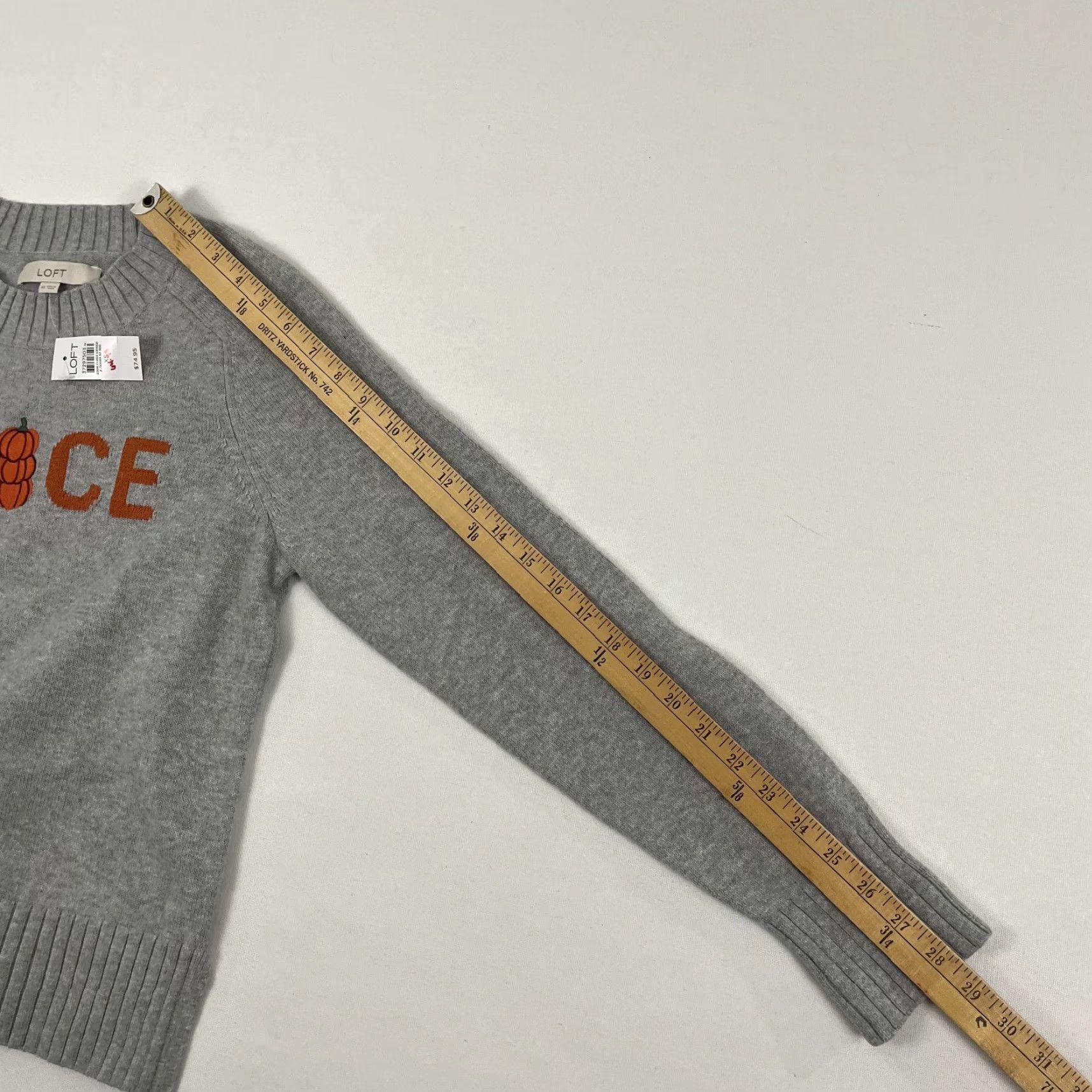 Loft LOFT Sweater Womens XS Gray Knit Pumpkin Spice Coquette Crewneck Fall Autumn NEW Size XS / US 0-2 / IT 36-38 - 6 Thumbnail