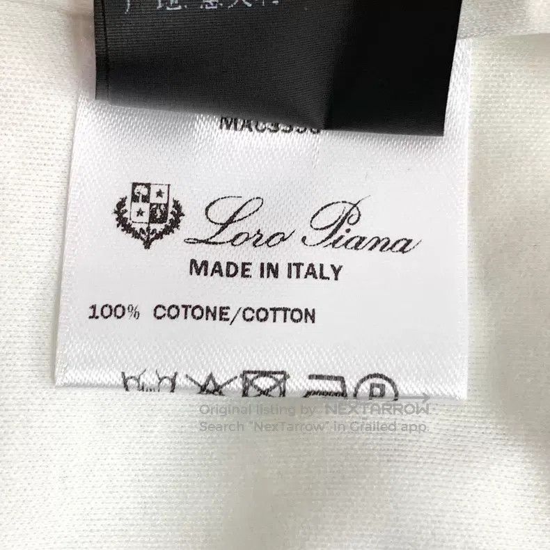 Loro Piana Loro Piana White Logo Embroidered Cotton Short Sleeve T-Sh Size US M / EU 48-50 / 2 - 8 Thumbnail