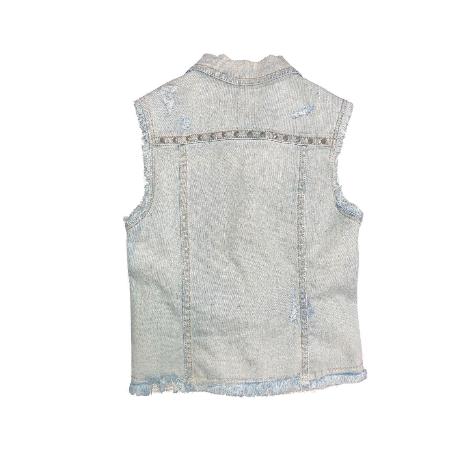 Miss Me Miss Me Distressed Studded Denim Jean Vest Western Y2K 2000s Size S / US 4 / IT 40 - 2 Thumbnail