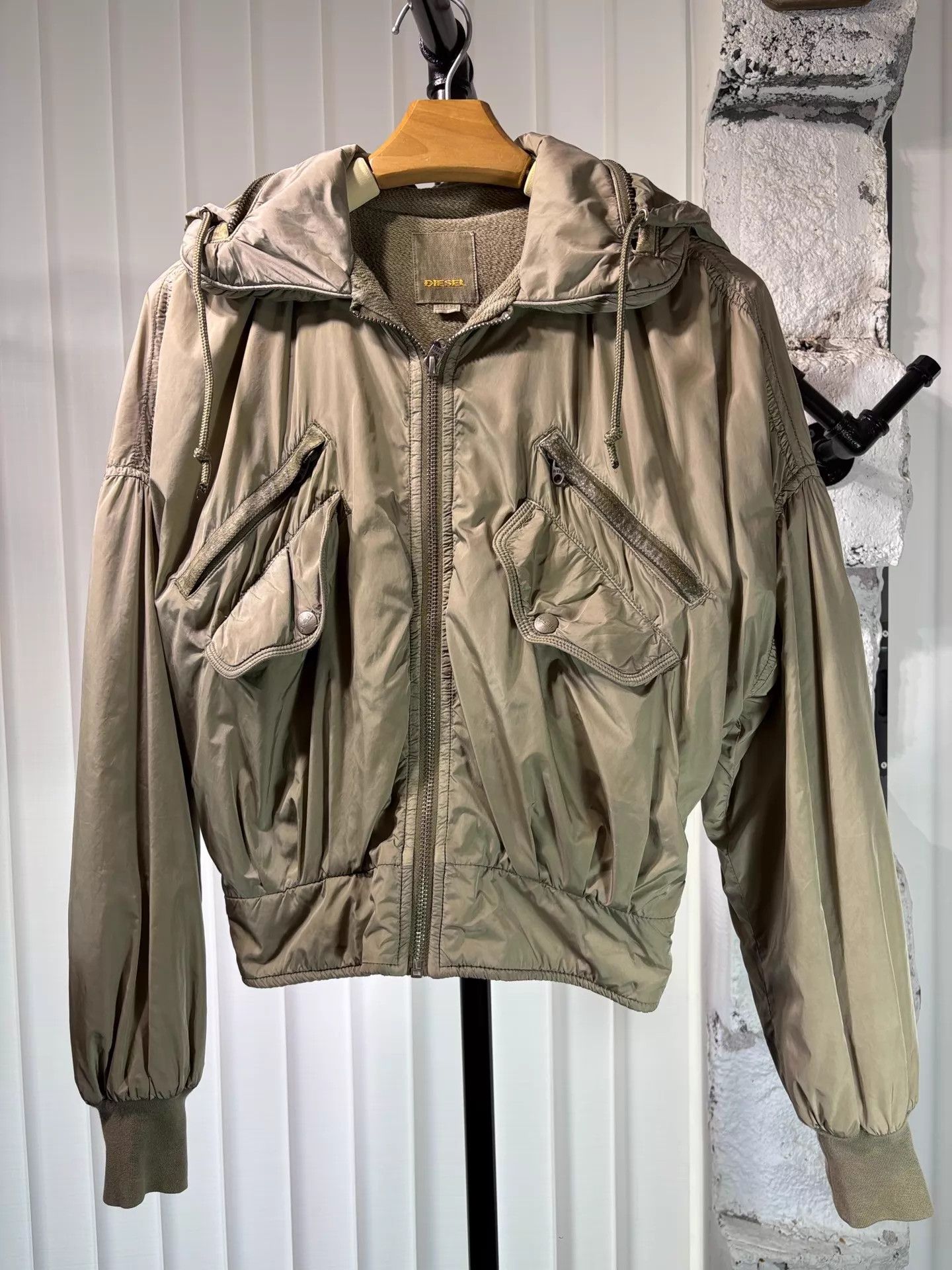 Diesel Diesel 00s Deformed Flight Bomber Jacket Pigskin Paneled Size US XS / EU 42 / 0 - 2 Thumbnail