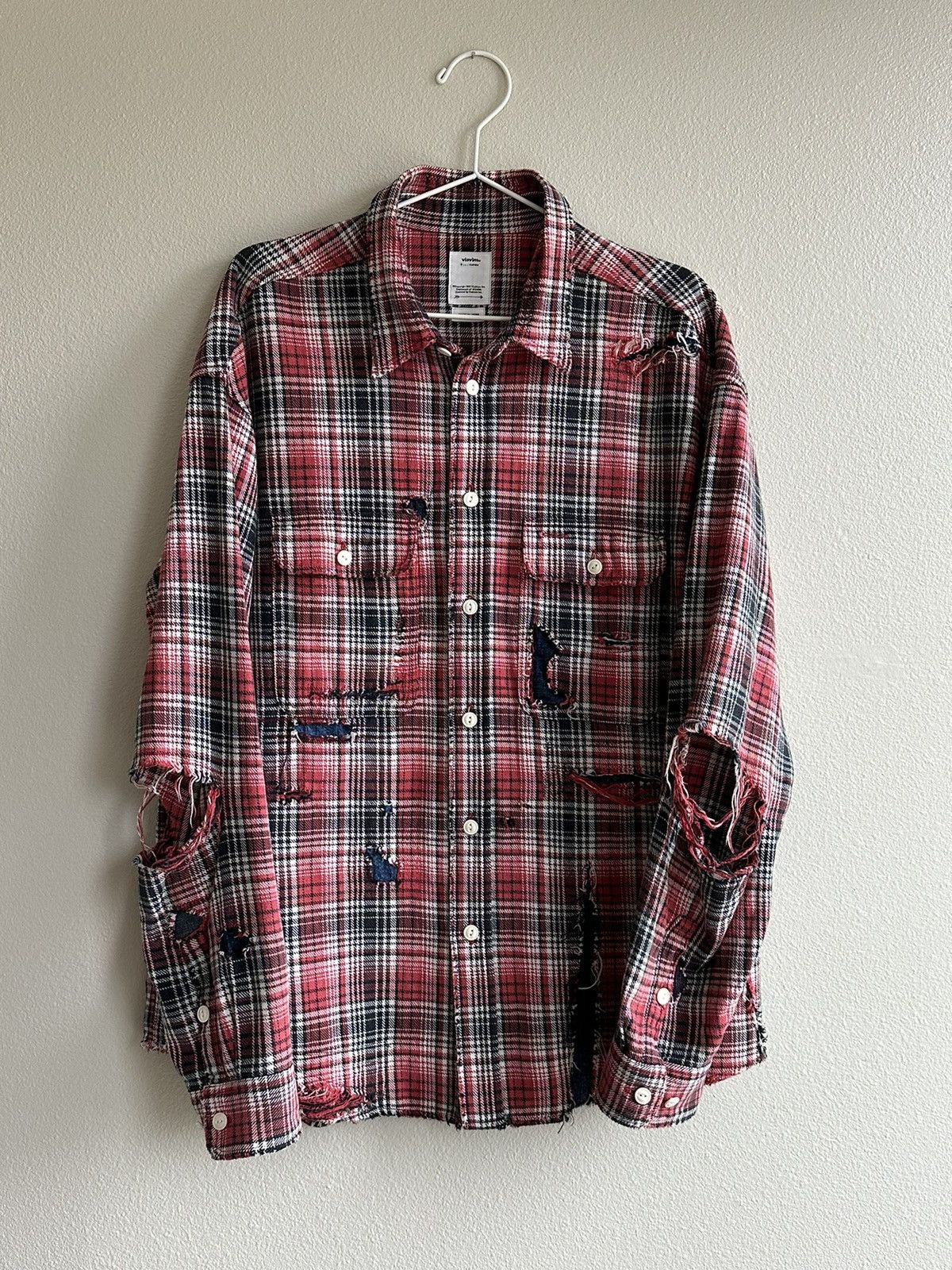image of Visvim Lumber L/s Crash (Indigo Ck.) in Red, Men's (Size Large)