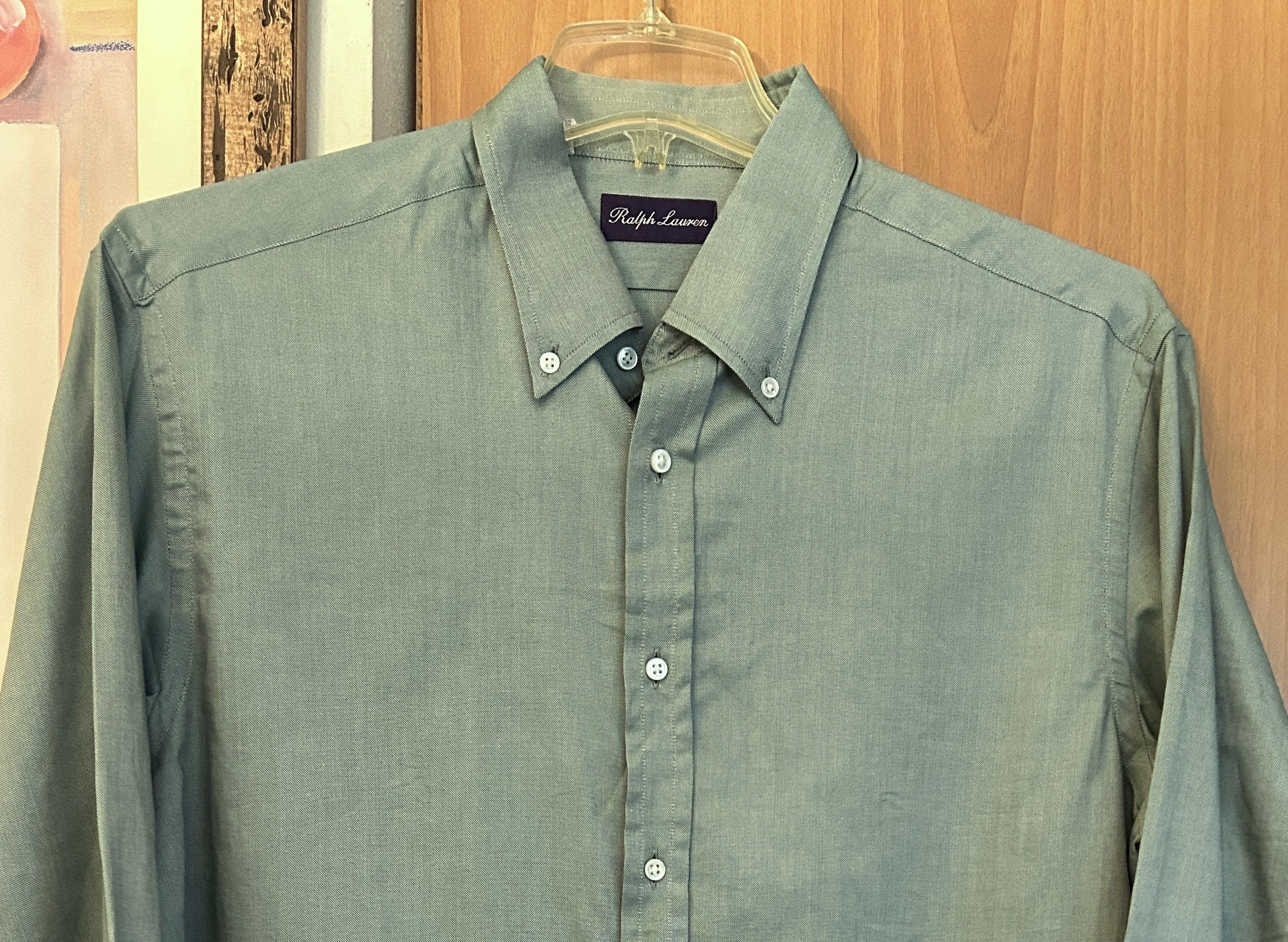 Ralph Lauren Purple Label Ralph Lauren Purple Label Button Up Shirt Sage XL Italy Size US XL / EU 56 / 4 - 3 Thumbnail