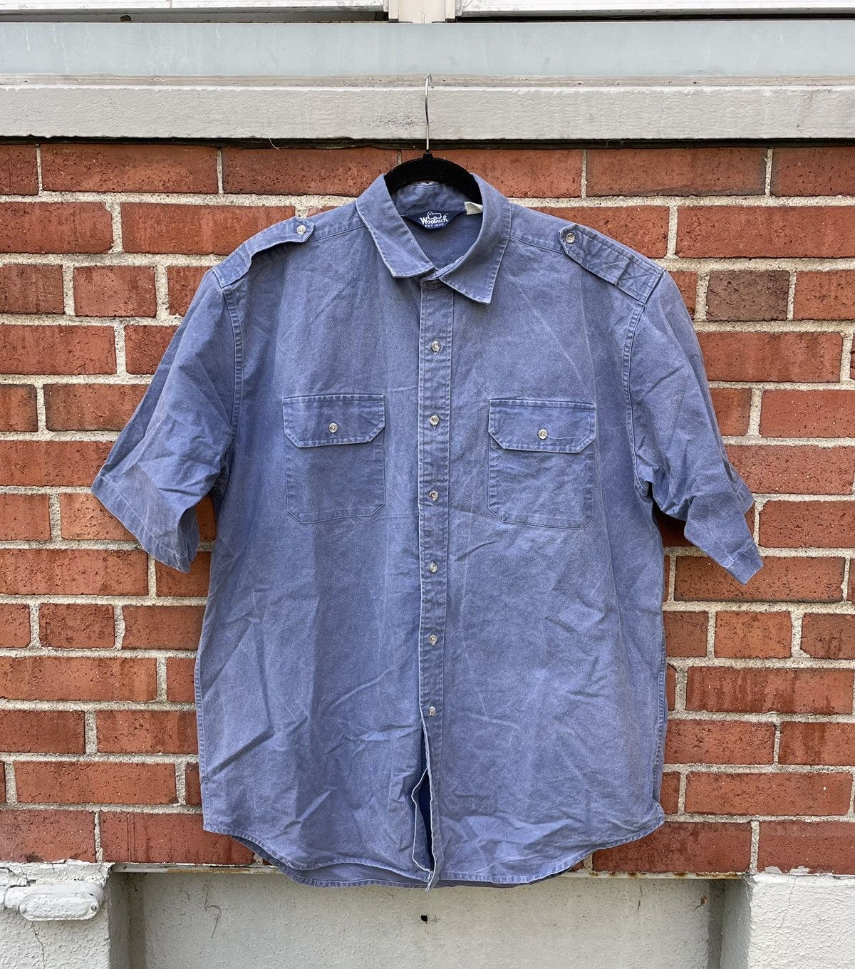Woolrich Woolen Mills Vintage Woolrich Denim Ulta Blue Button Down Shortsleeve Size US L / EU 52-54 / 3 - 1 Thumbnail
