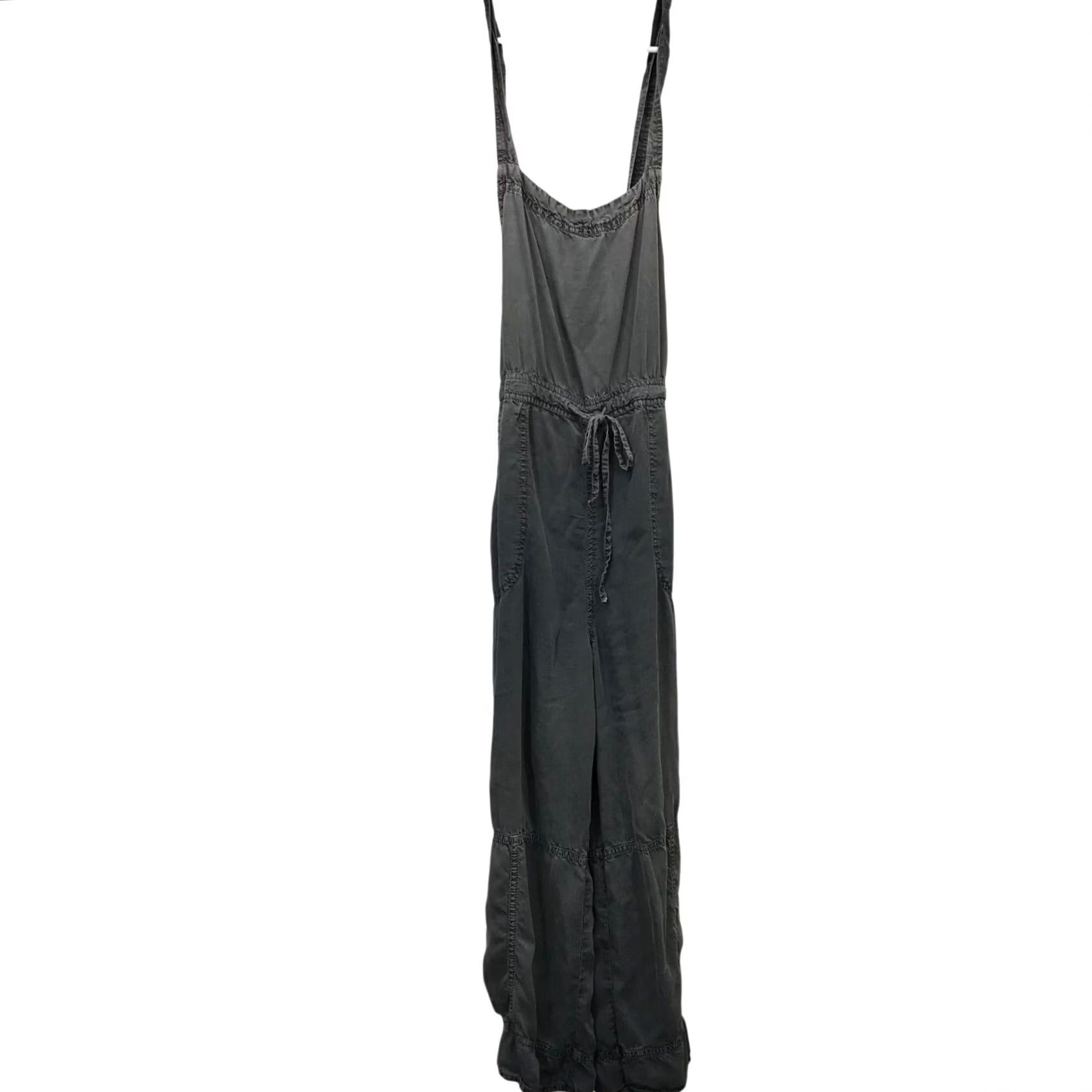 Vintage SUSINA Women's Small - Gray 100% TENCEL Sleeveless Gathered Waist Jumpsuit Size 28" / US 6 / IT 42 - 2 Thumbnail