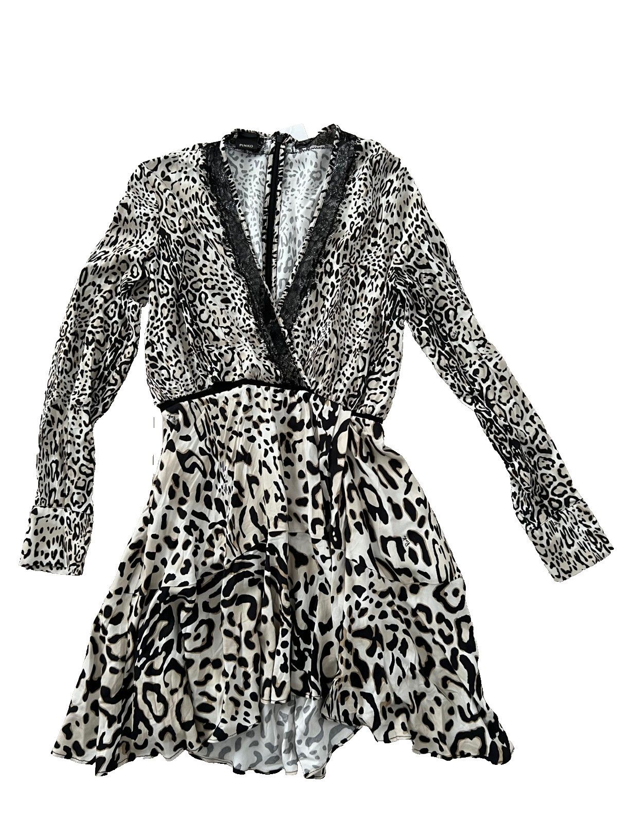Pinko PINKO Animal Print Leopard V-Neck Lace Dress ( US 2 ) Size XS / US 0-2 / IT 36-38 - 5 Thumbnail