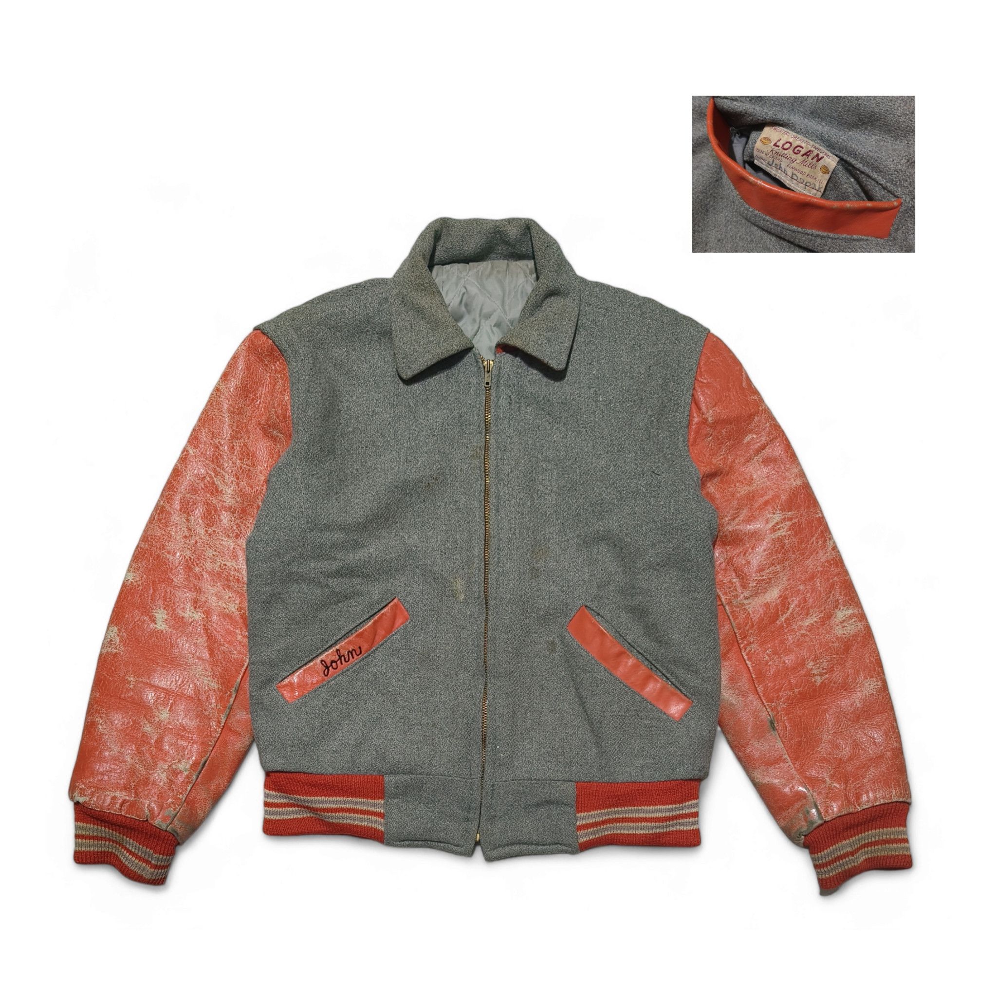 Vintage Vintage 40s Logan Knitting "John Dopak" Letterman Jacket Size US M / EU 48-50 / 2 - 2 Thumbnail